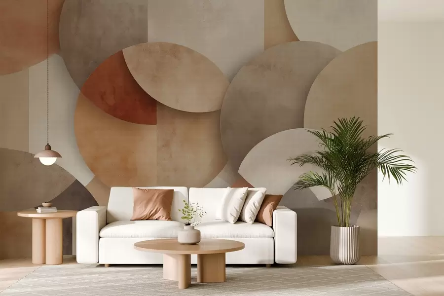 Fototapete strukturierte abstrakte Geometrie in warmen Braun- und Ockertönen w04310