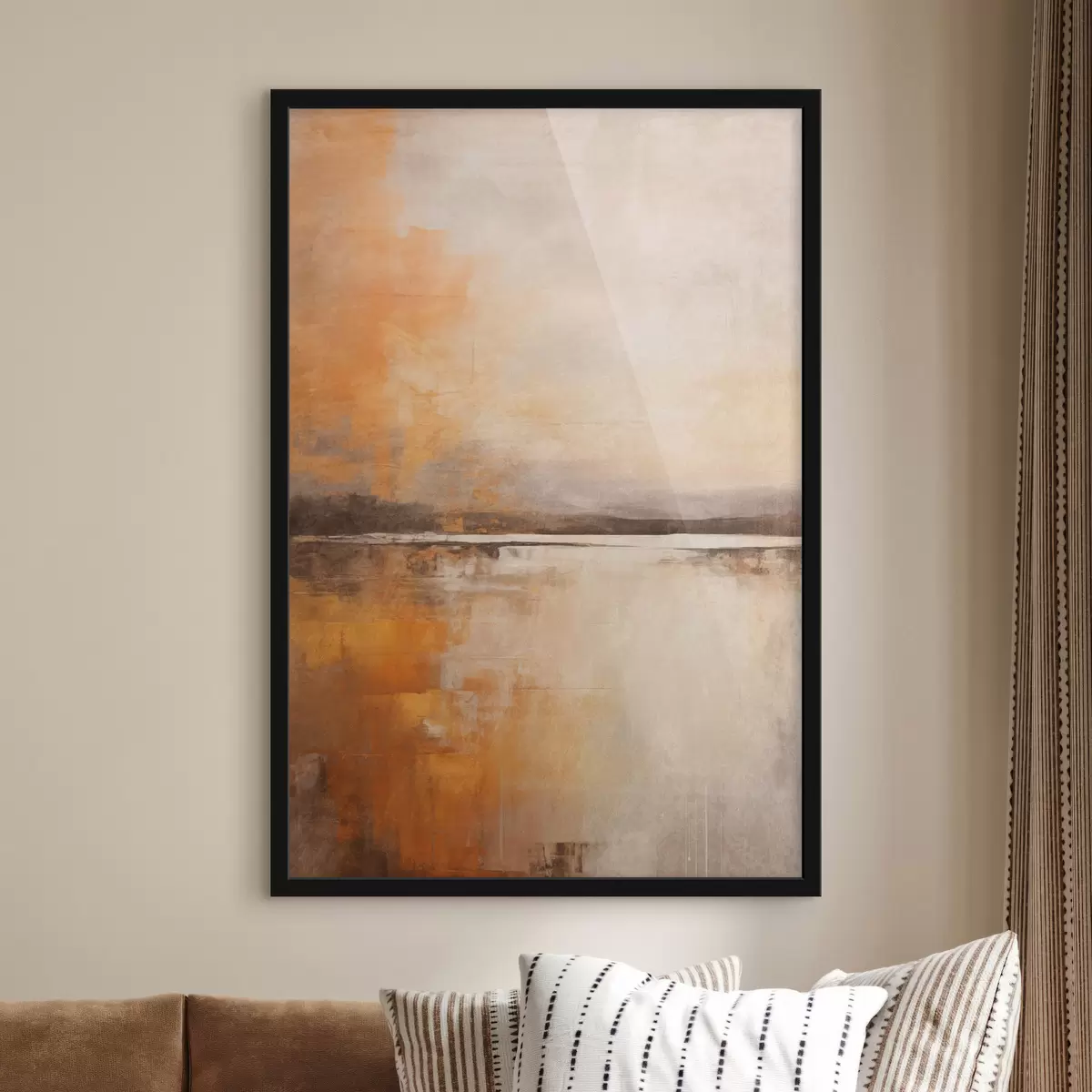 Poster Eine abstrakte, strukturierte Landschaft in Orange-, Braun- und Beigetönen f45568