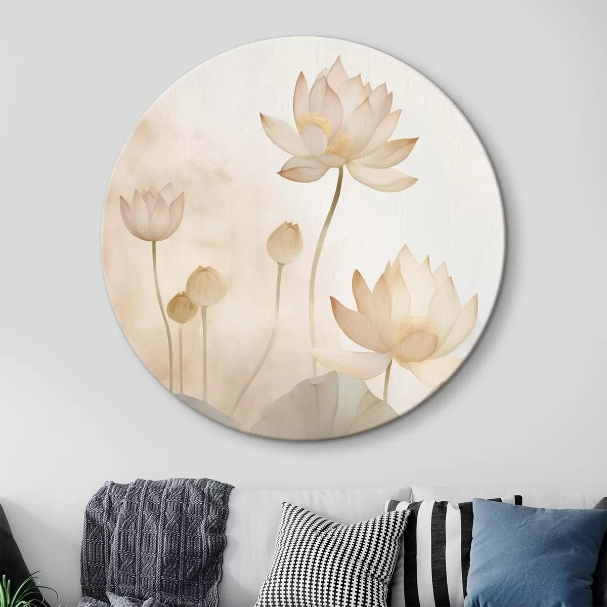 Runde Wandbilder Leichte Lotusblumen r45612