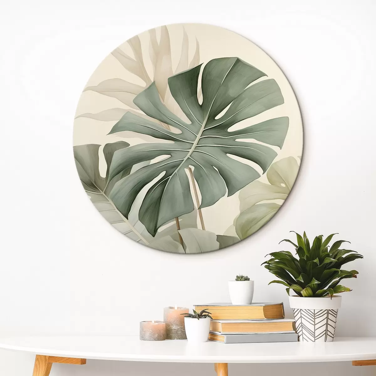 Runde Wandbilder Großes Monstera-Blatt r45616