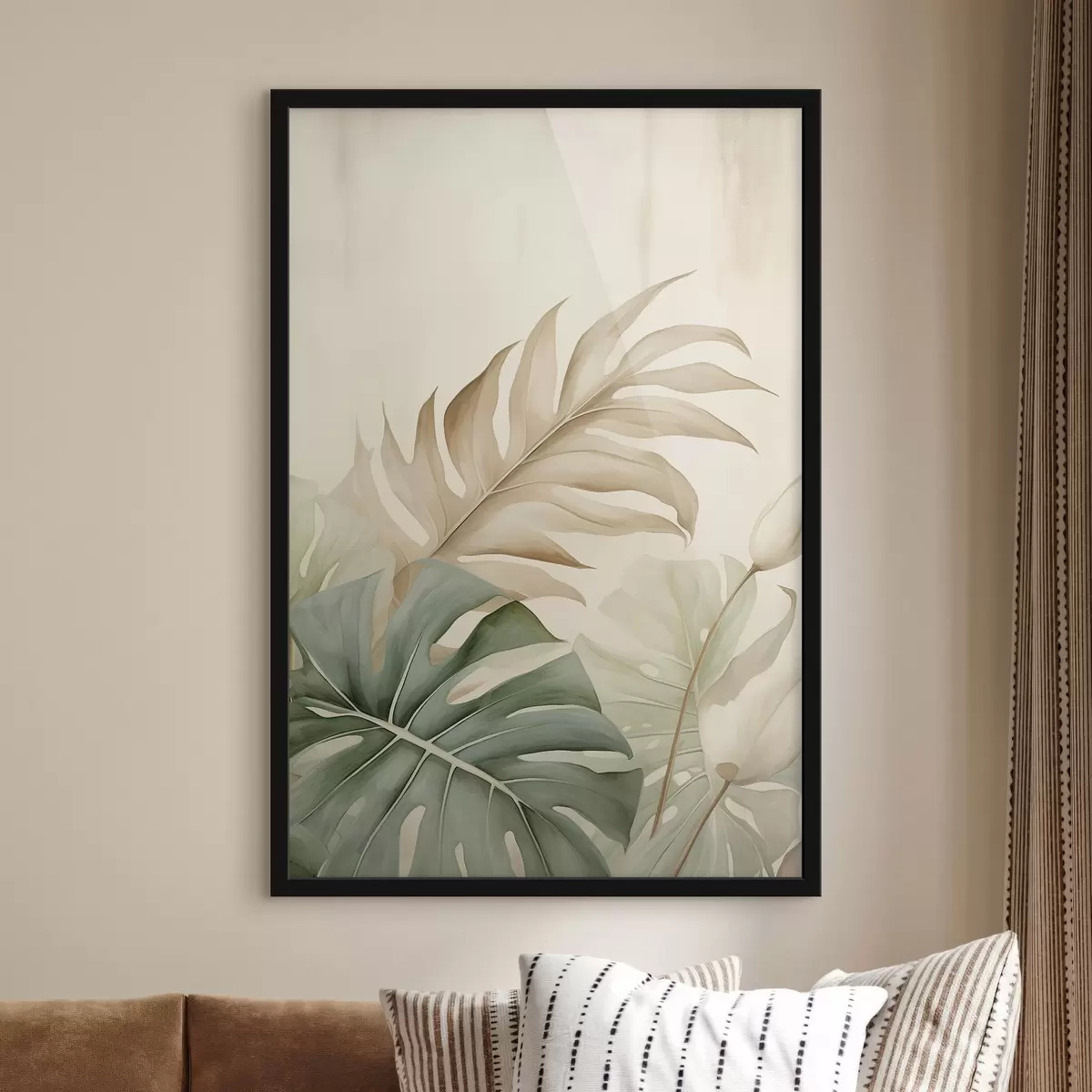 Poster Tropische Blätter auf hellem Hintergrund f45617