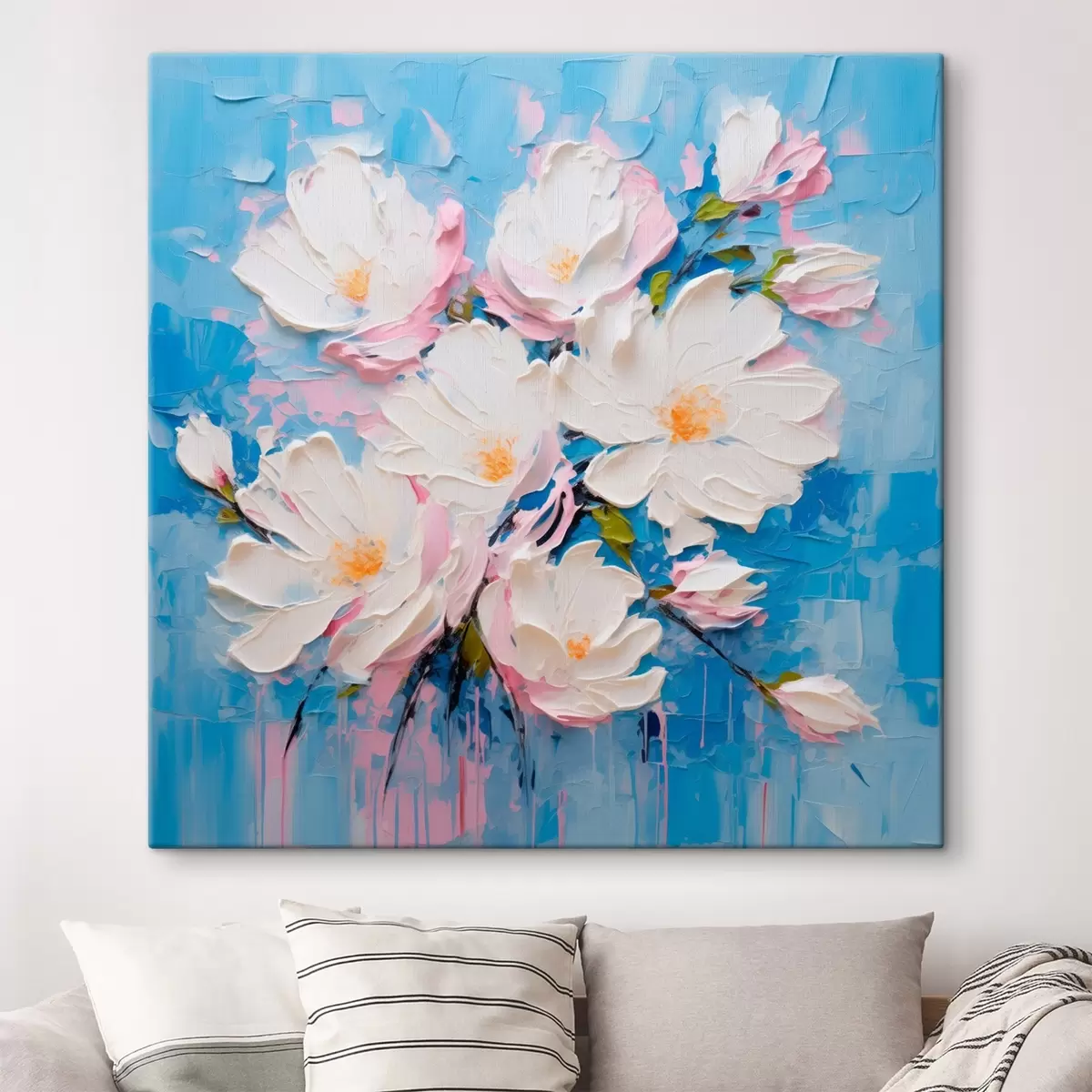Fototapete Voluminöse Blumen: Komposition im Stil der Ölmalerei s45537