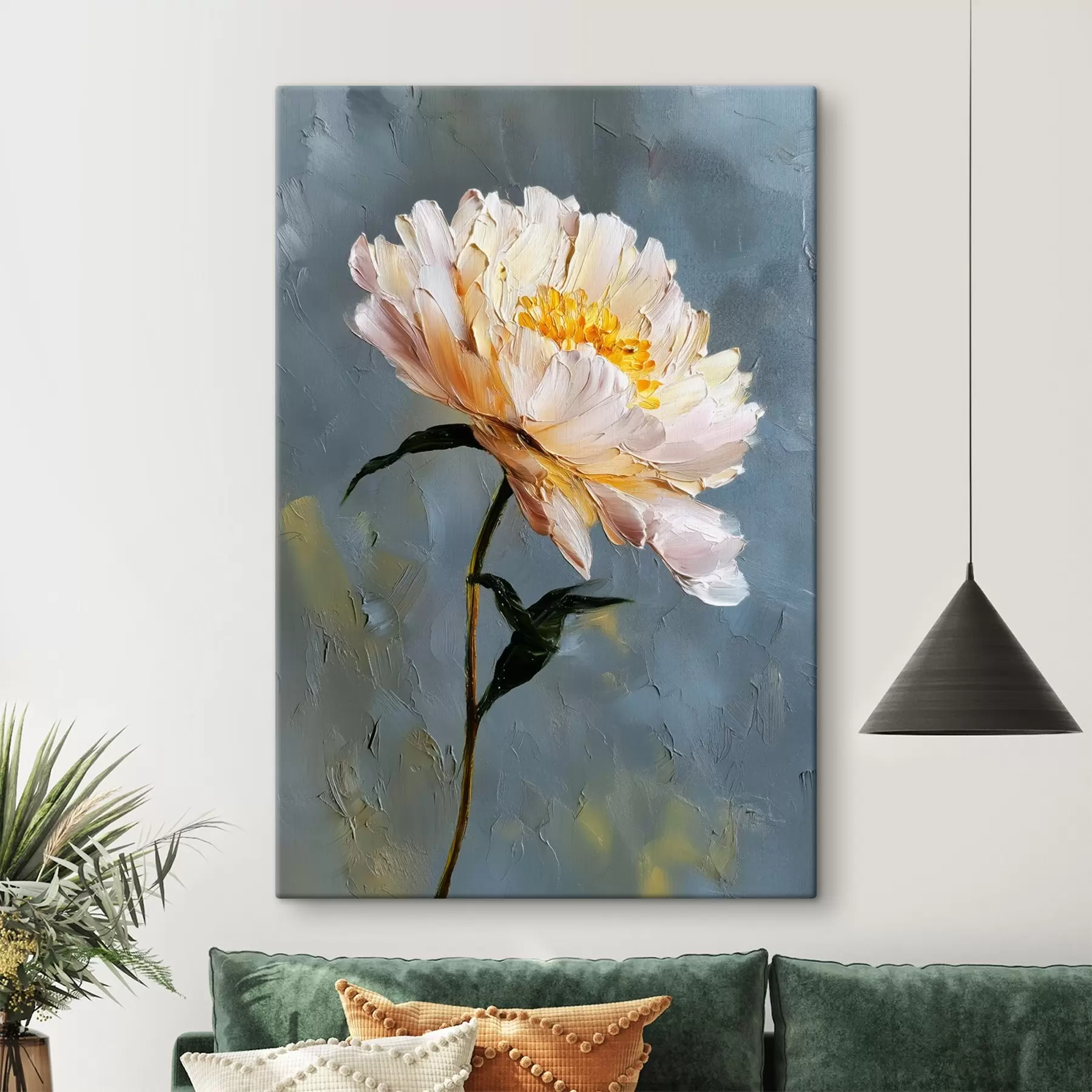 Fototapete Abstrakte Blume: Komposition in Blau- und Grautönen s45542