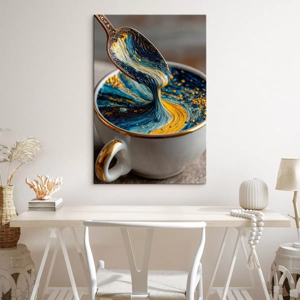 Fototapete Abstrakte Komposition: gemischte Farben in einer Tasse im Stil von Van Gogh s45545