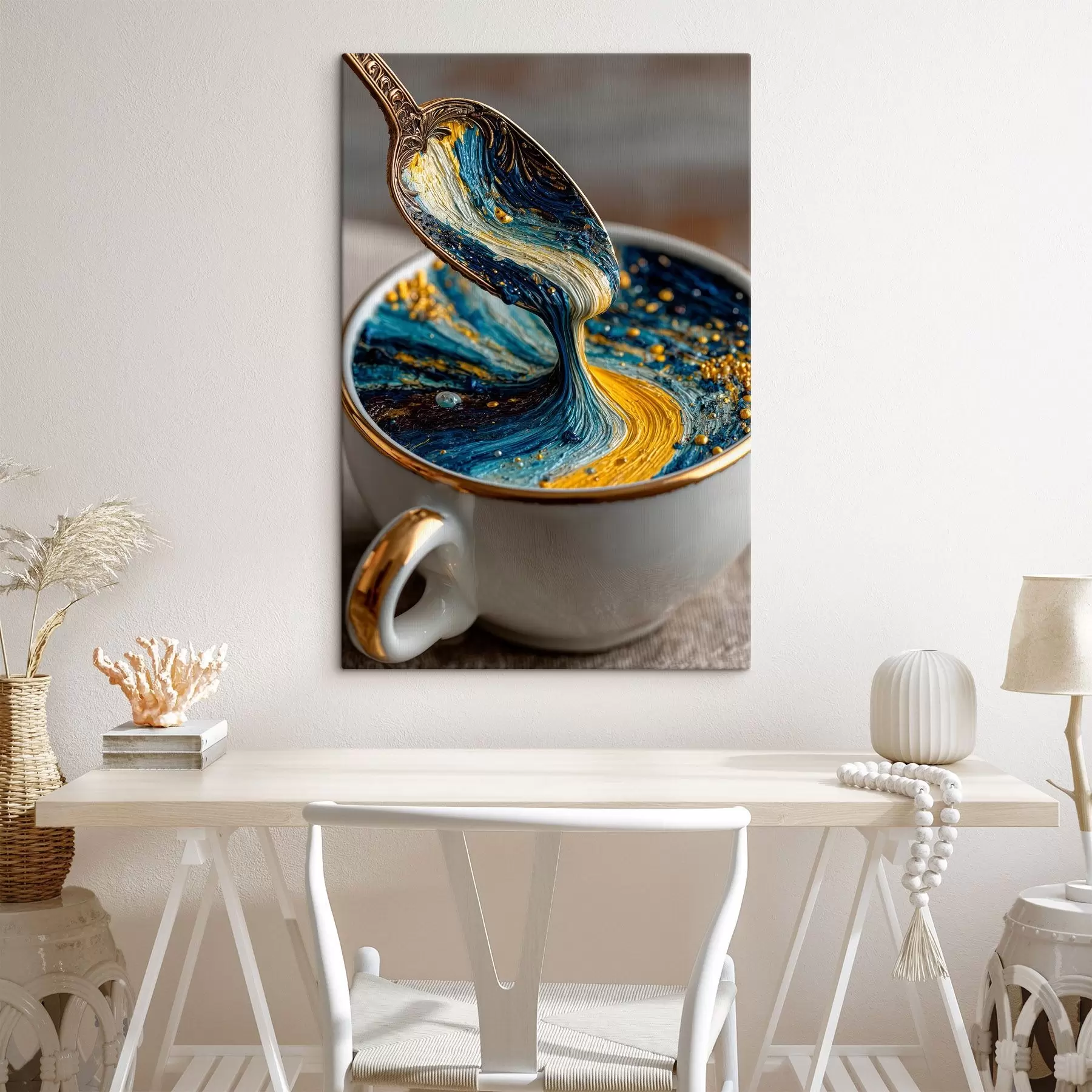 Fototapete Abstrakte Komposition: gemischte Farben in einer Tasse im Stil von Van Gogh s45545