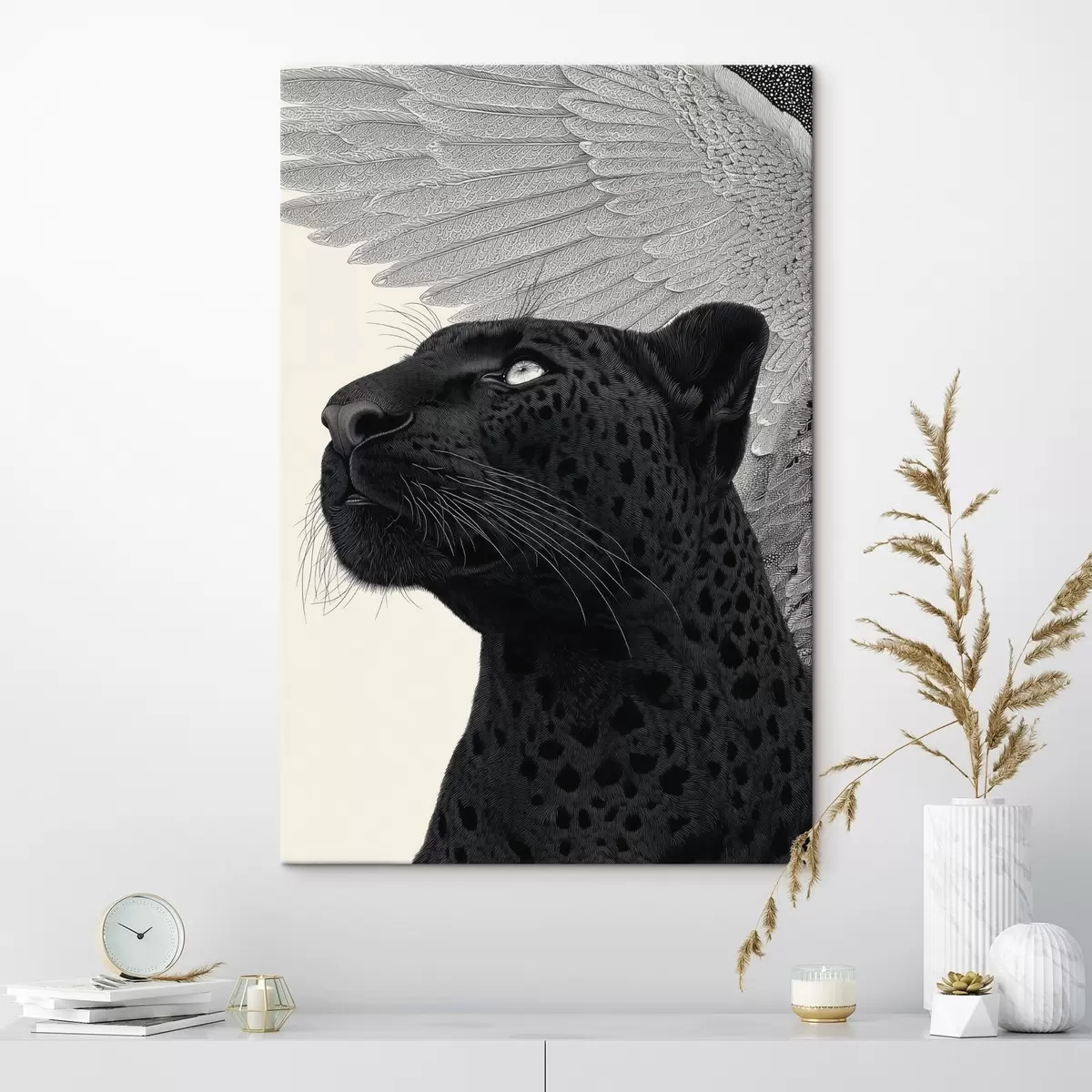 Fototapete Grafische Gestaltung: Panther mit Flügeln s45548