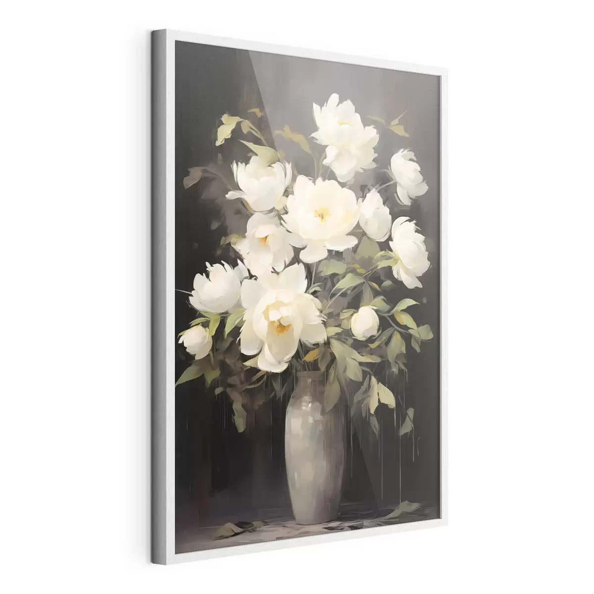 Poster Zarte Pfingstrosen in einer Vase: Blumenkomposition im Stil der Malerei f45532