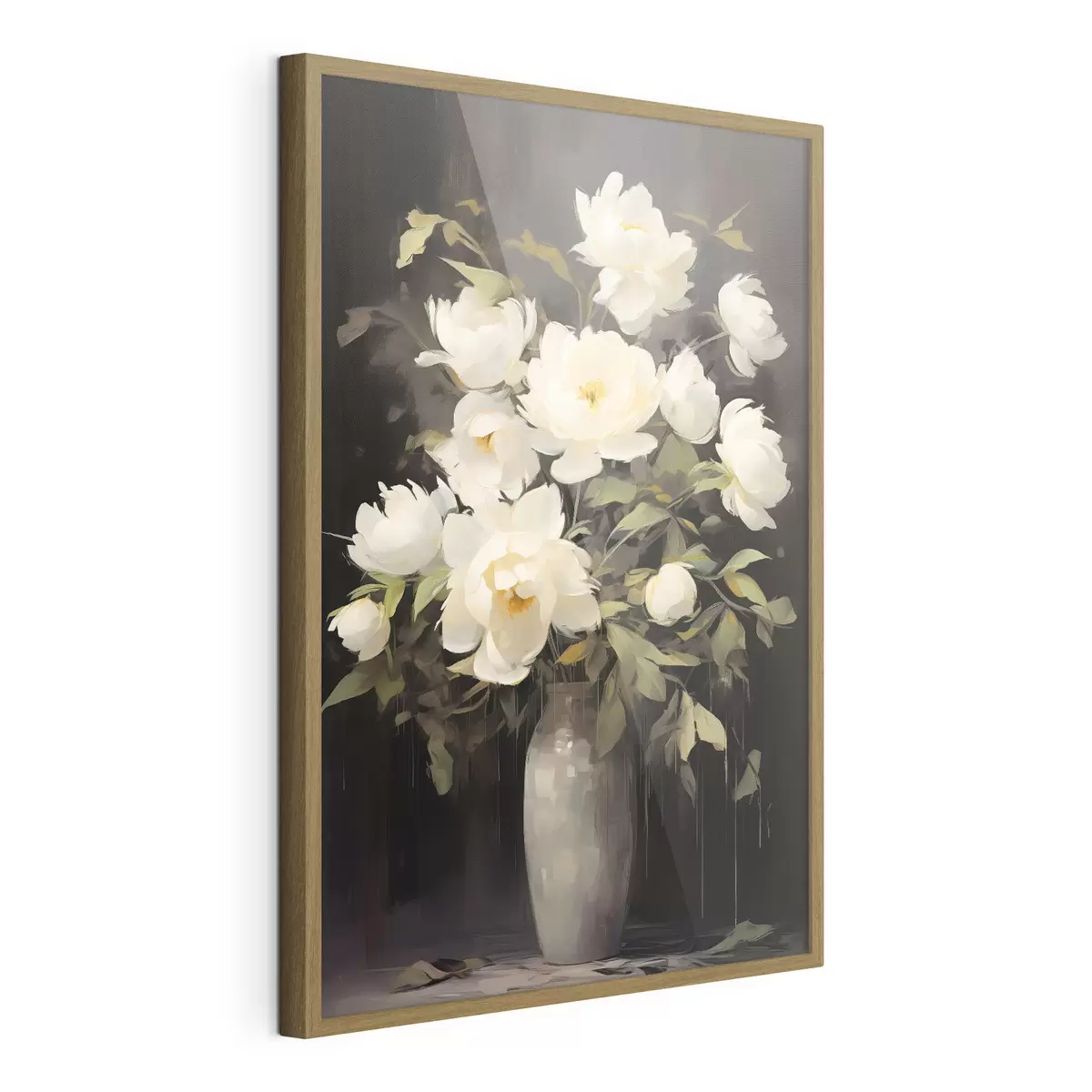 Poster Zarte Pfingstrosen in einer Vase: Blumenkomposition im Stil der Malerei f45532
