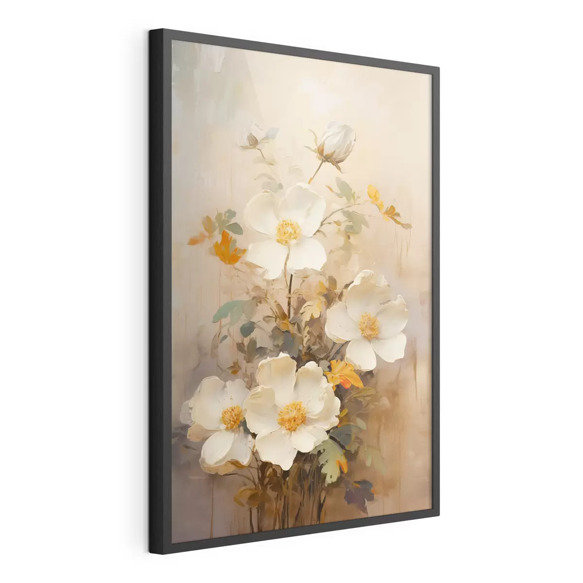 Poster Weiße Blumen: malerische Komposition in Pastelltönen f45533