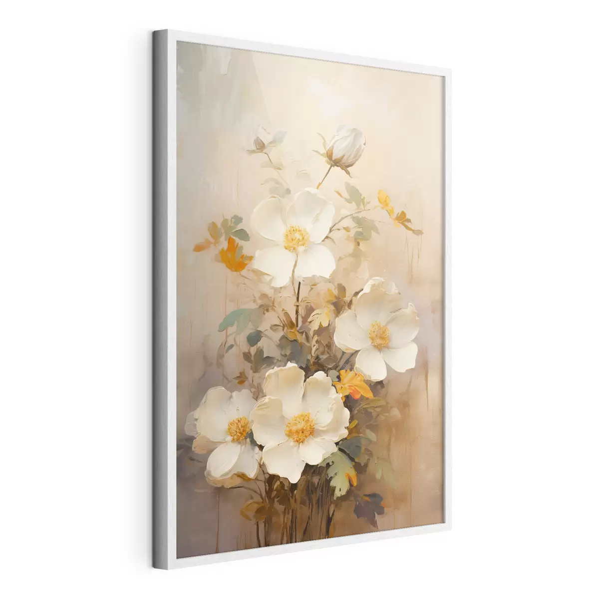 Poster Weiße Blumen: malerische Komposition in Pastelltönen f45533
