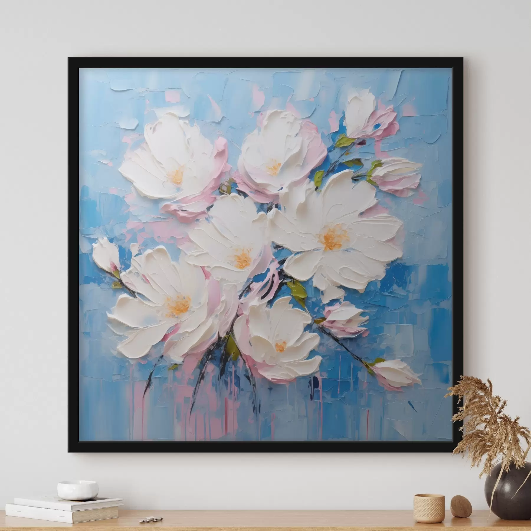 Fototapete Voluminöse Blumen: Komposition im Stil der Ölmalerei f45537