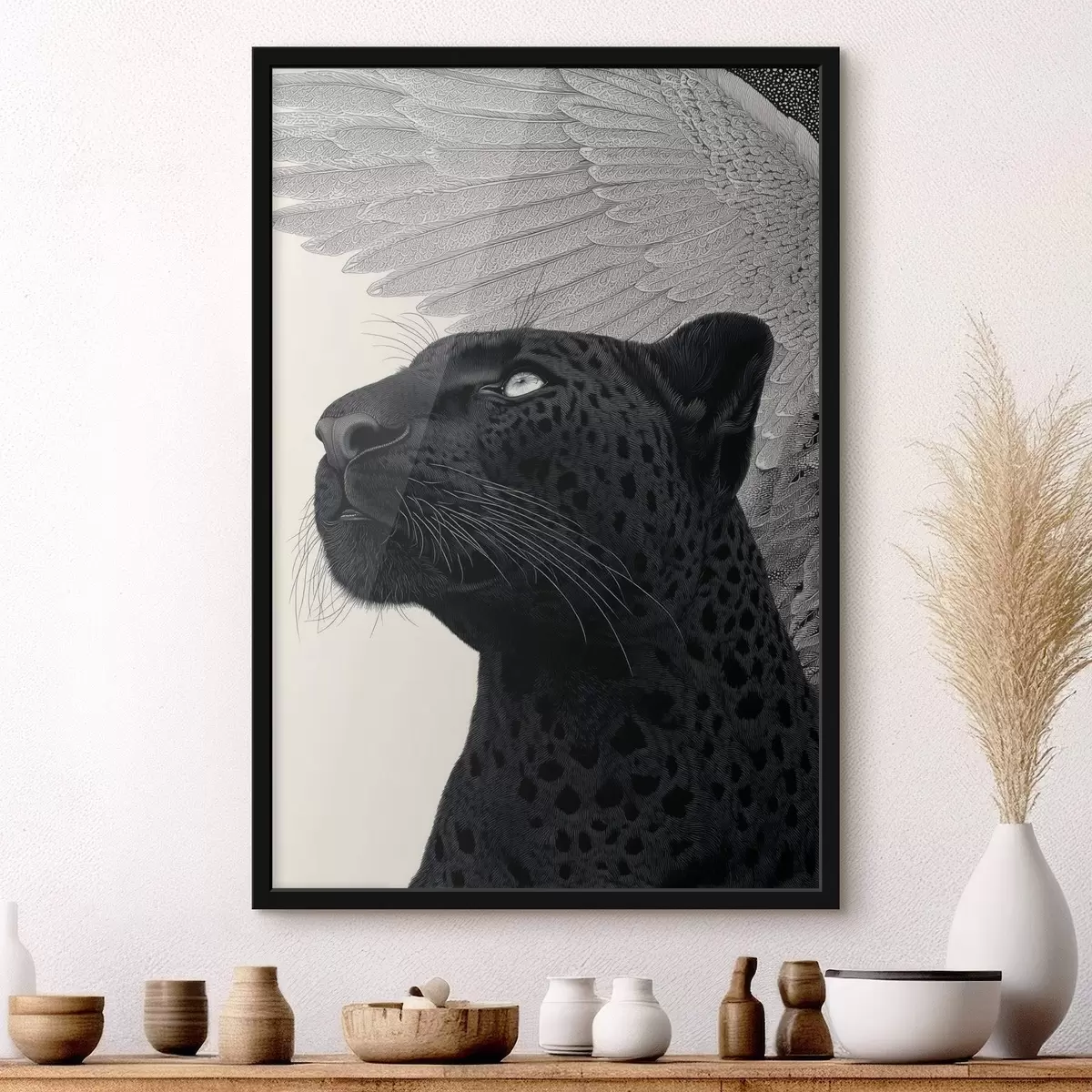 Poster Grafische Gestaltung: Panther mit Flügeln f45548