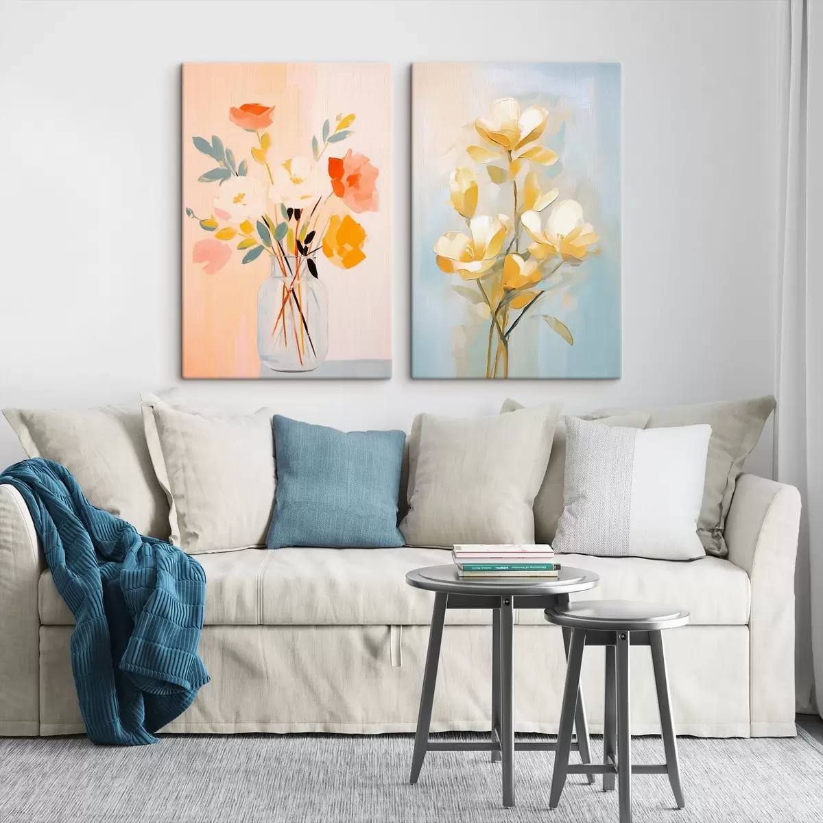 Fototapete Blumen in einer Vase: Zeichnung im Stil der Ölmalerei m00636
