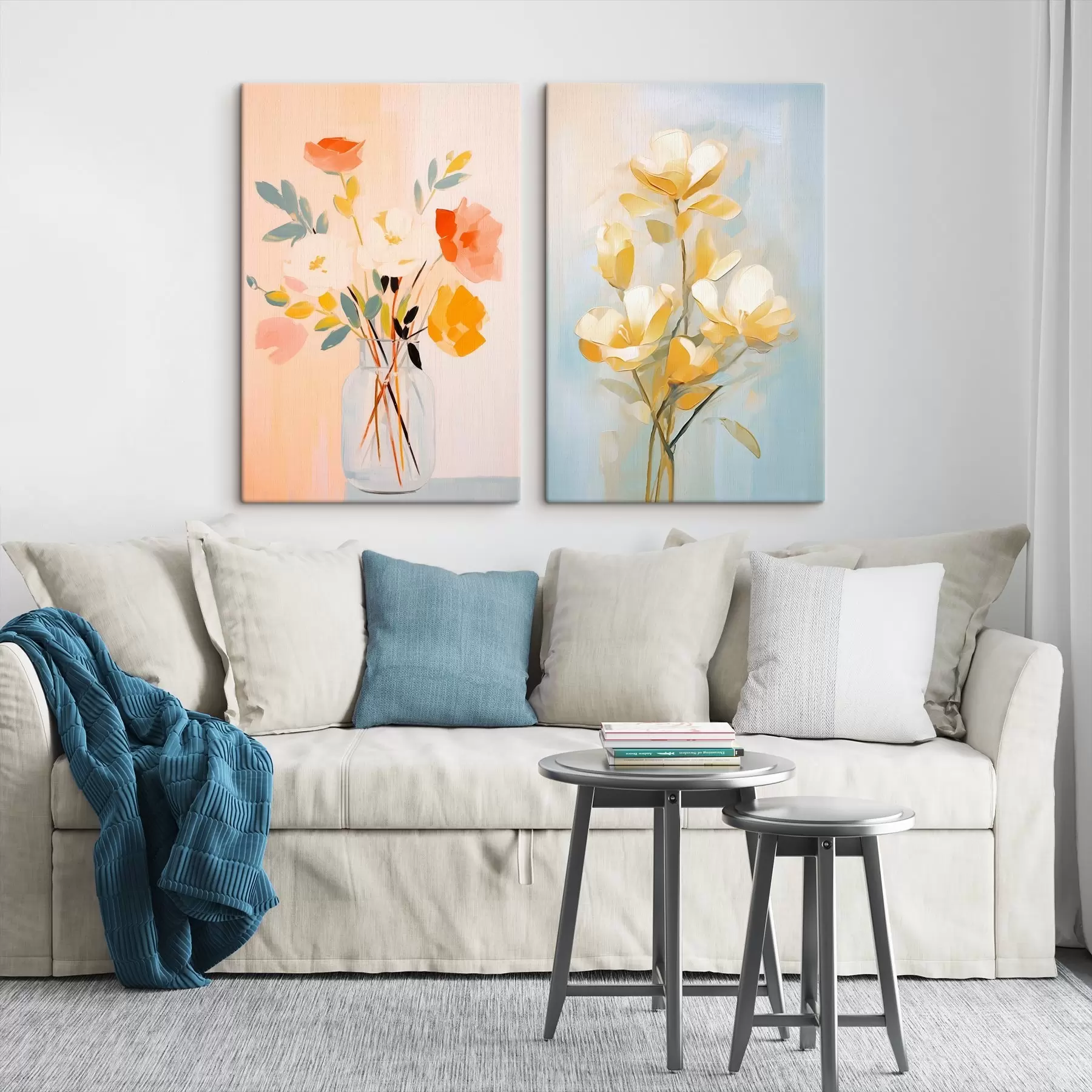 Fototapete Blumen in einer Vase: Zeichnung im Stil der Ölmalerei m00636