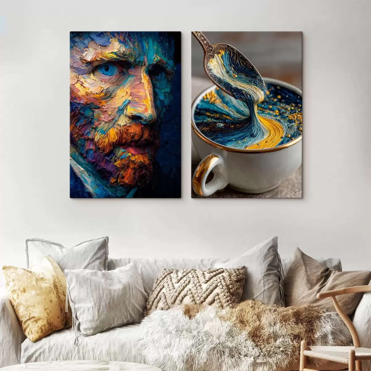 Fototapete Picasso und die Abstraktion in einer Tasse im Stil der Ölmalerei m00639