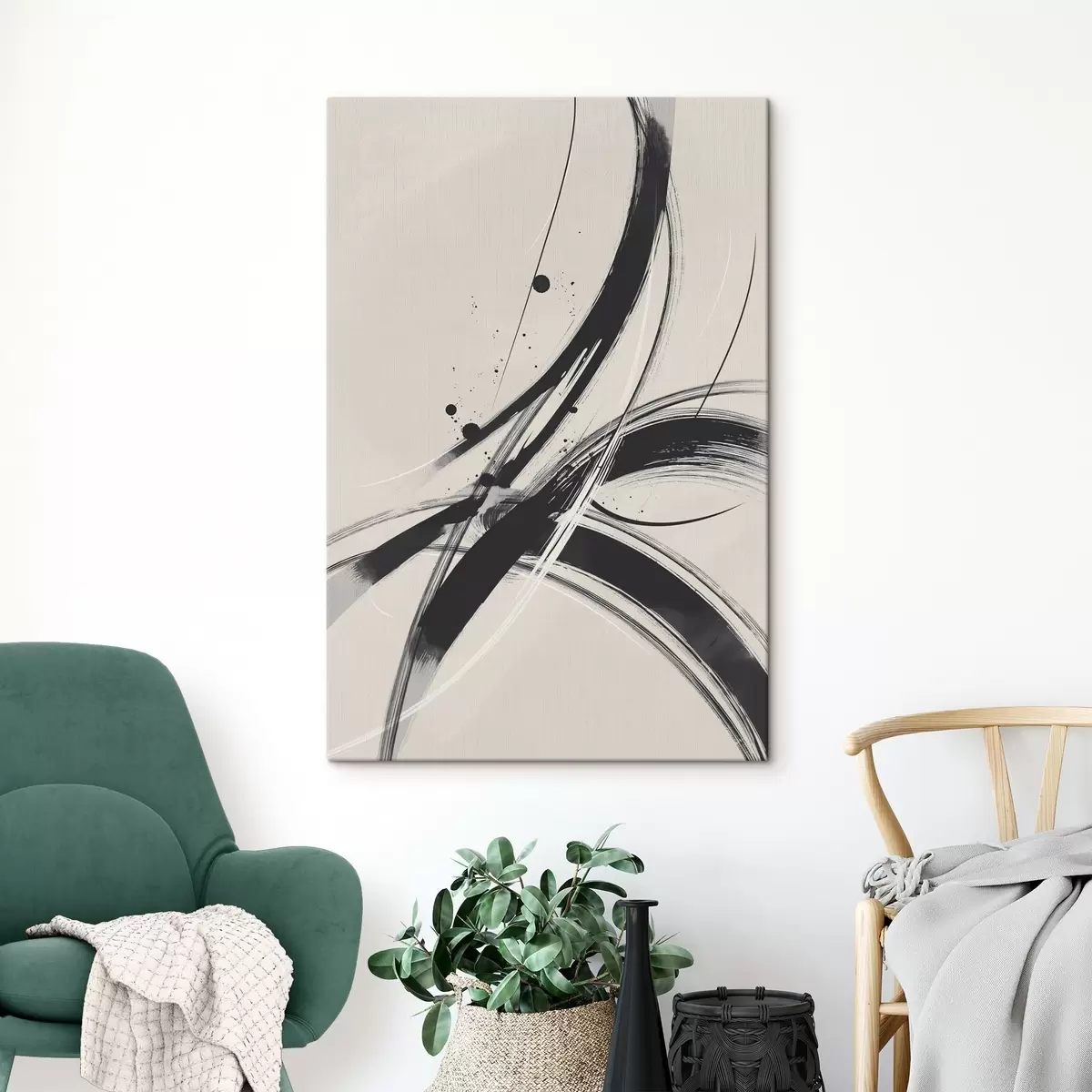 Fototapete Abstrakte minimalistische Pinselstriche s45583