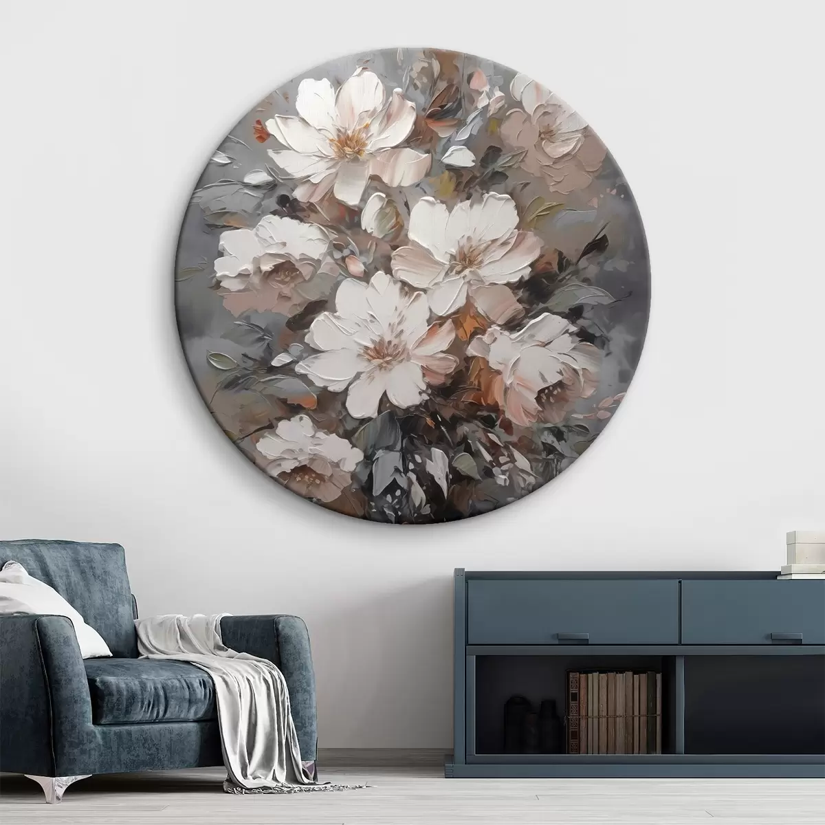 Runde Wandbilder Blumenstrauß aus abstrakten Blumen r45580