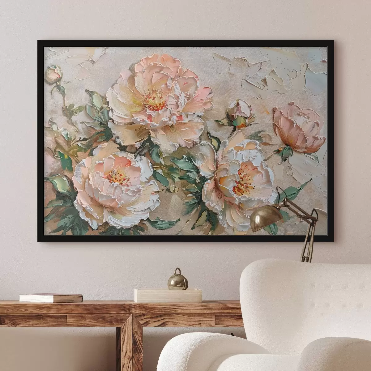 Poster Pfingstrose Impasto-Imitation f45447