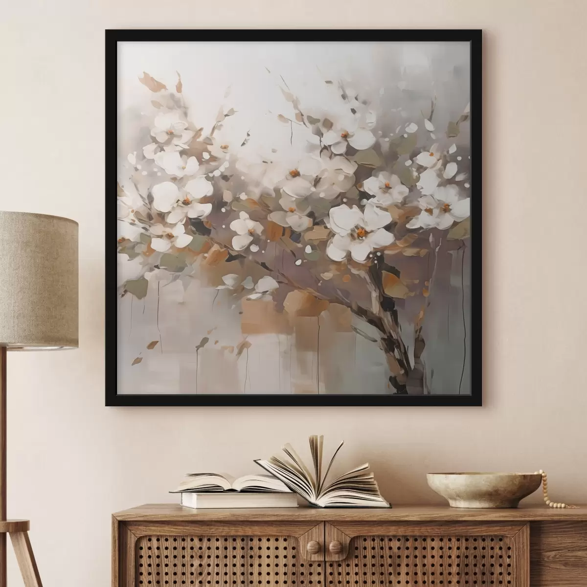 Poster Abstrakter Zweig mit Blumen f45579