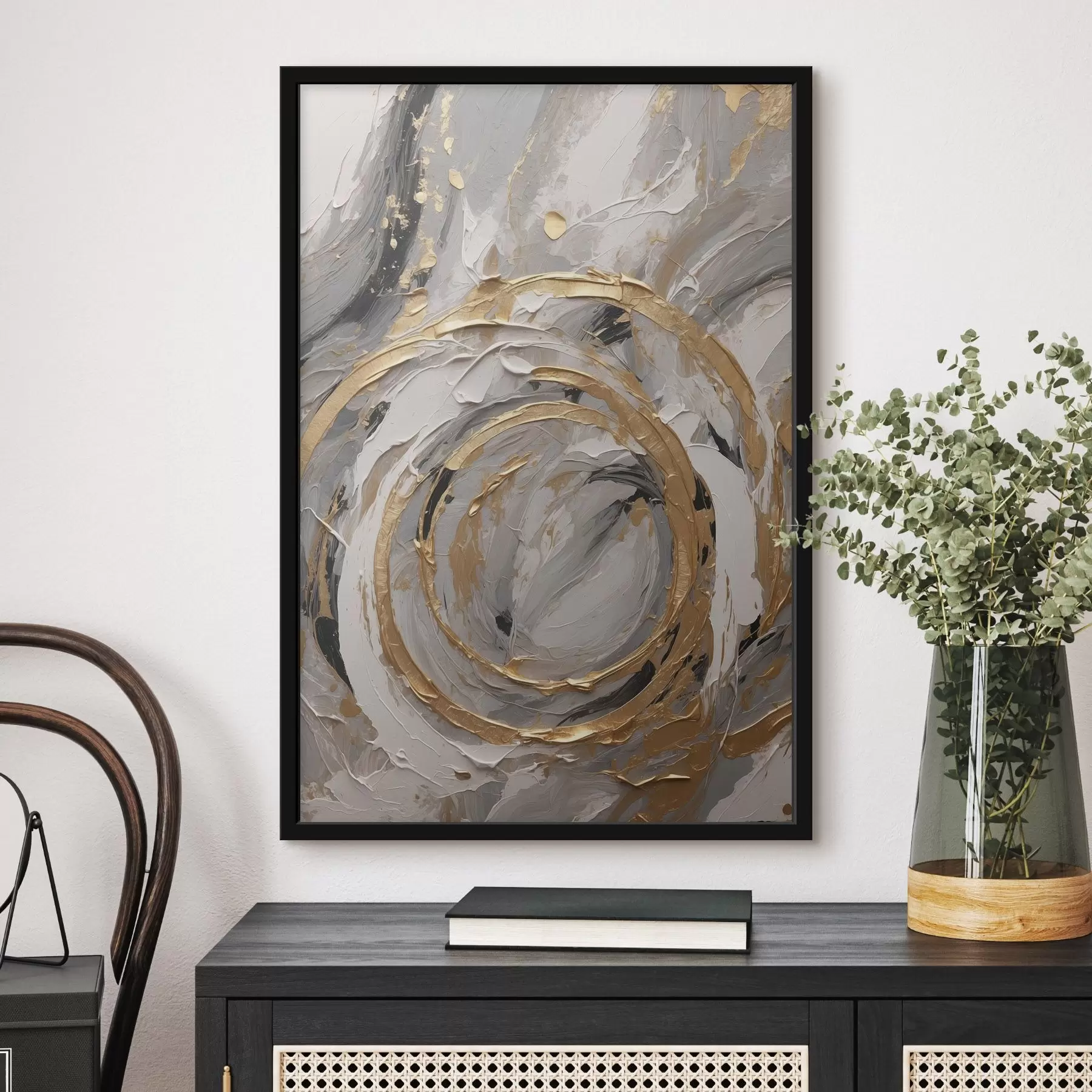 Fototapete Abstrakte konzentrische Kreise in Grautönen und Weiß f45487