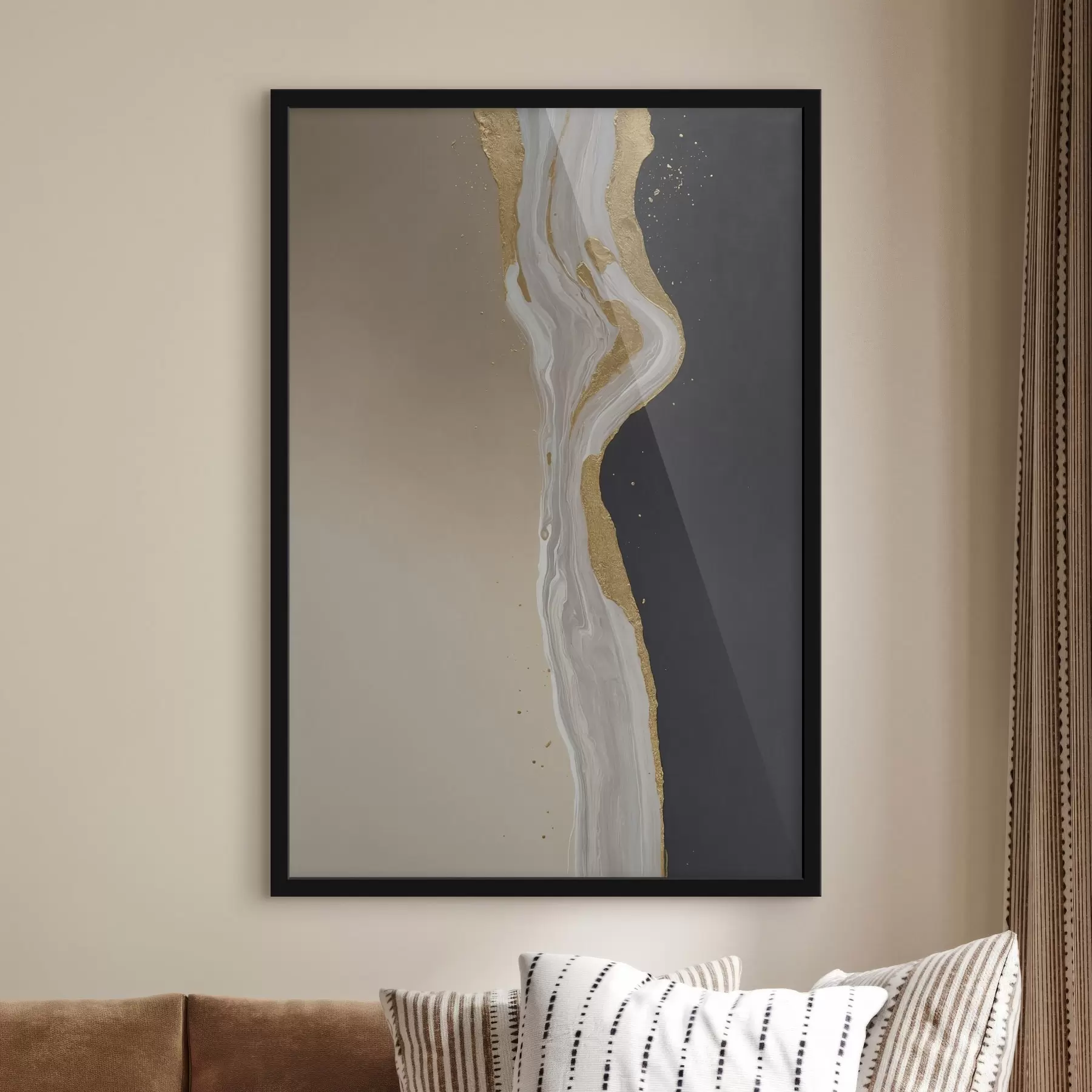 Fototapete Abstrakte Malerei in Beige- und Schwarztönen f45494