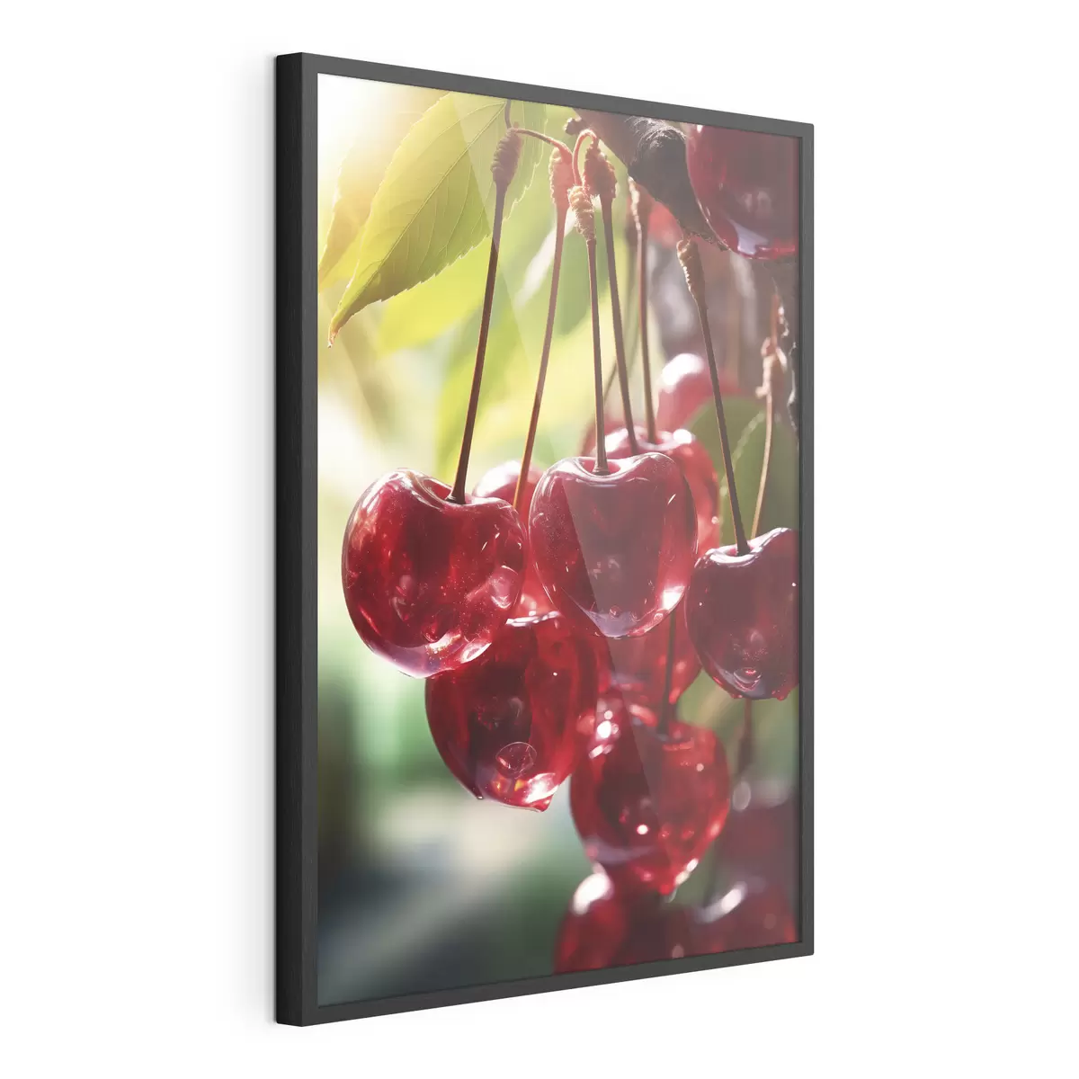 Poster Leuchtend rote Kirschen in der Sonne f45498