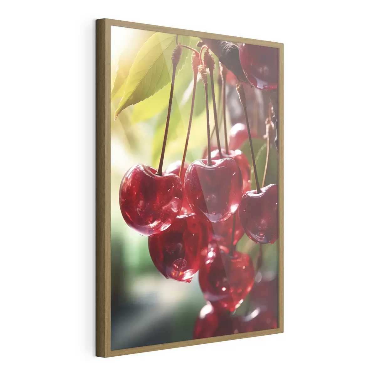 Poster Leuchtend rote Kirschen in der Sonne f45498