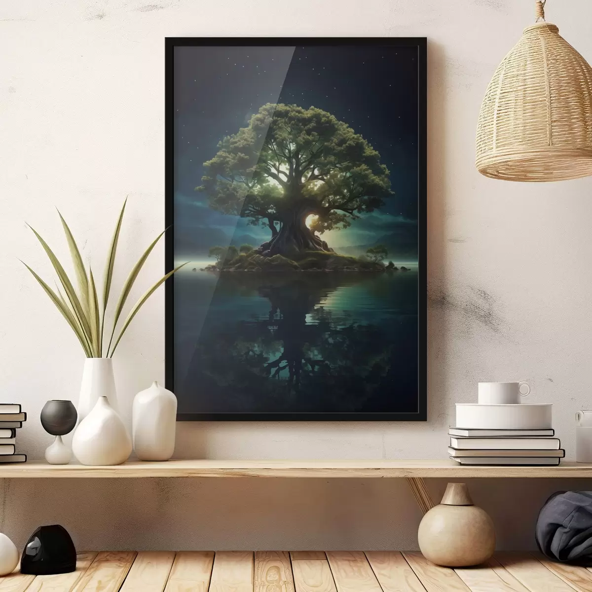 Poster Ein grüner Apfel mit Wassertropfen f45510
