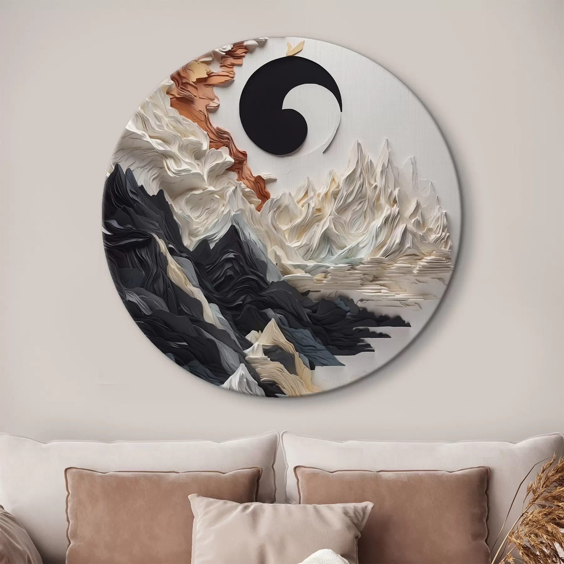 Fototapete Abstrakte Landschaft mit Bergen in einem Papier-Stil r45482