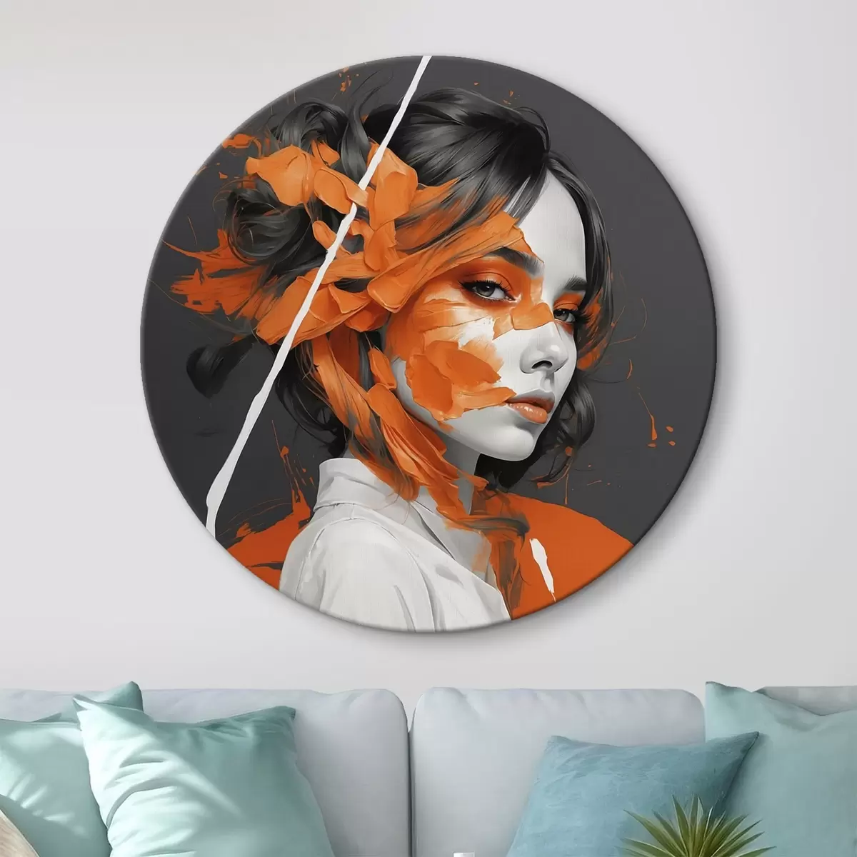 Runde Wandbilder Lila Schwertlilie mit Knospen auf zartem Hintergrund r45489