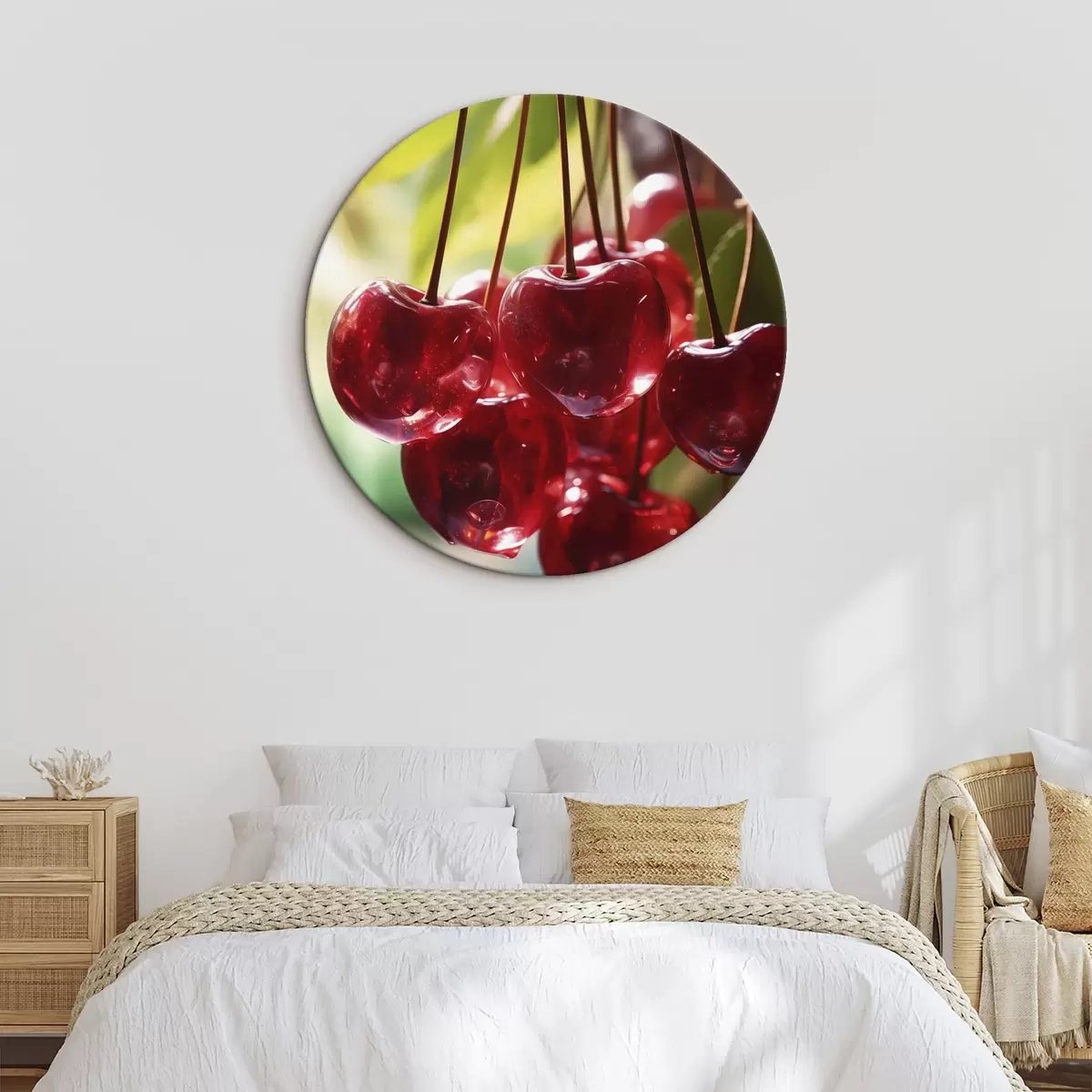 Runde Wandbilder Leuchtend rote Kirschen in der Sonne r45498