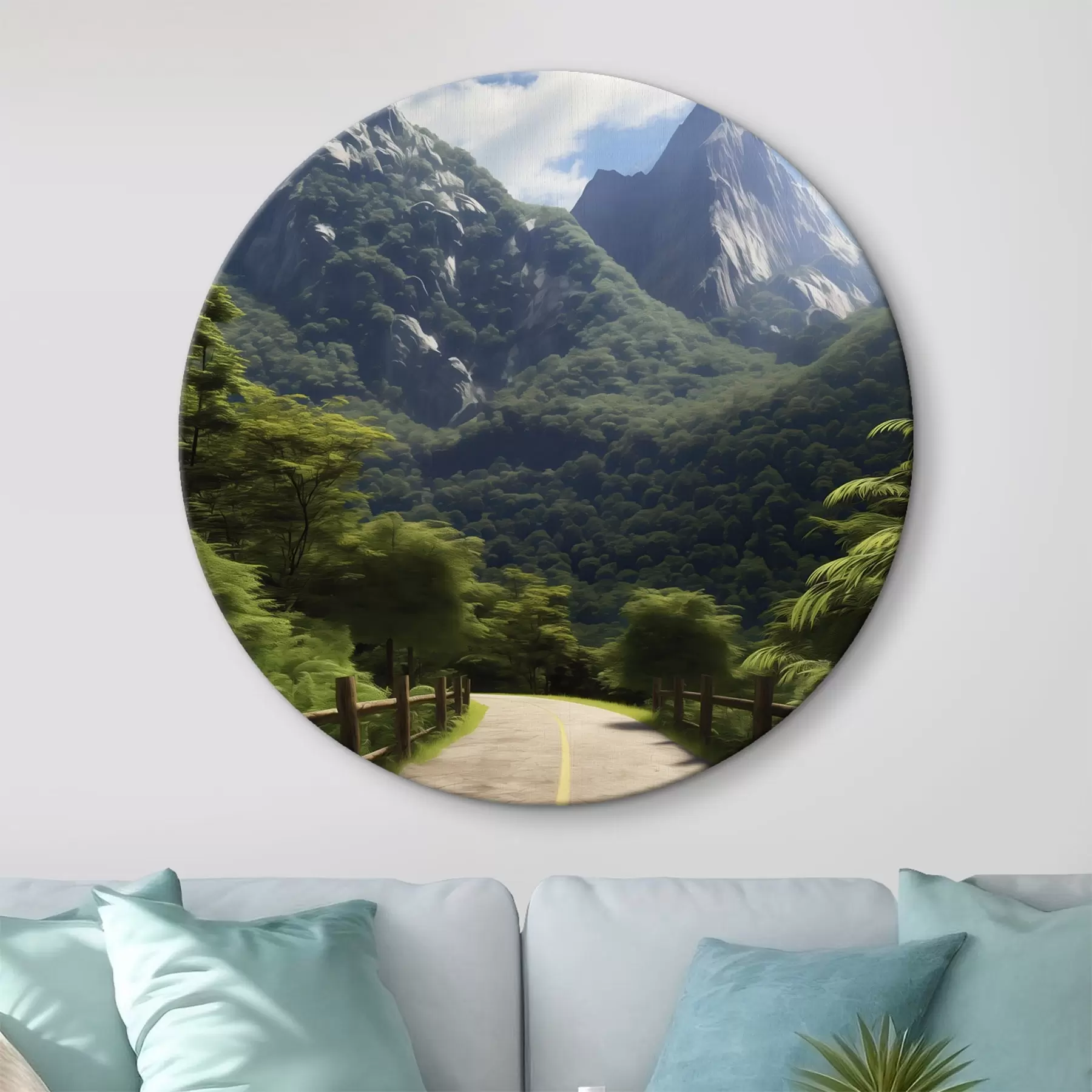 Fototapete Bergstraße zwischen grünen Bäumen r45525