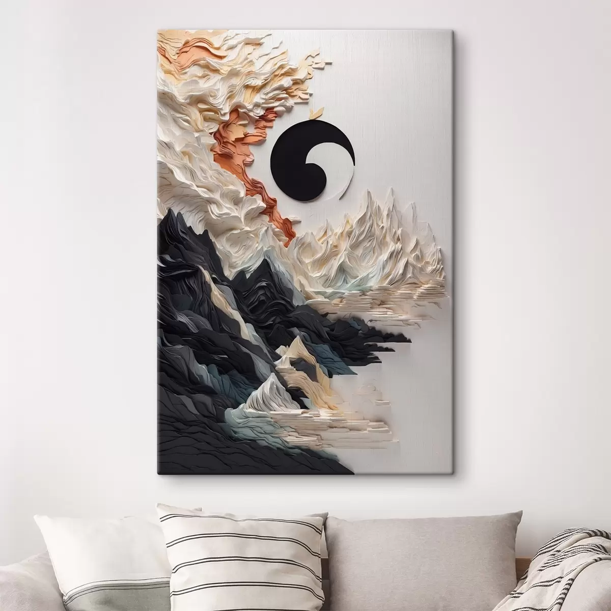 Fototapete Abstrakte Landschaft mit Bergen in einem Papier-Stil s45482