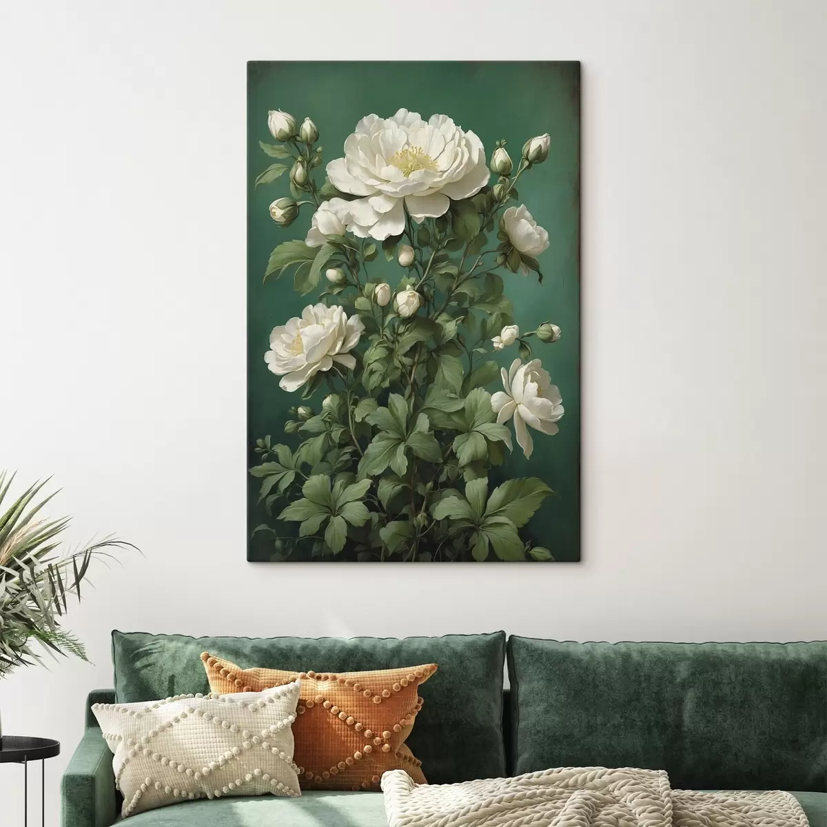 Fototapete Große blaue Mohnblumen mit Knospen auf hellem Hintergrund s45491