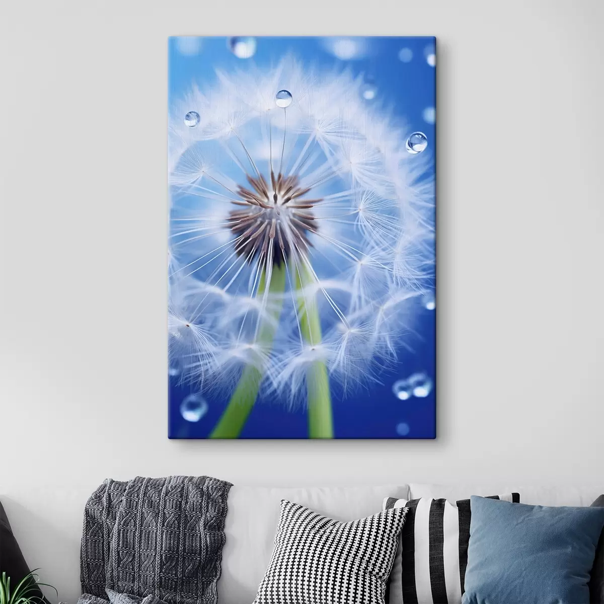 Fototapete Makroaufnahme einer Pusteblume auf blauem Hintergrund s45517