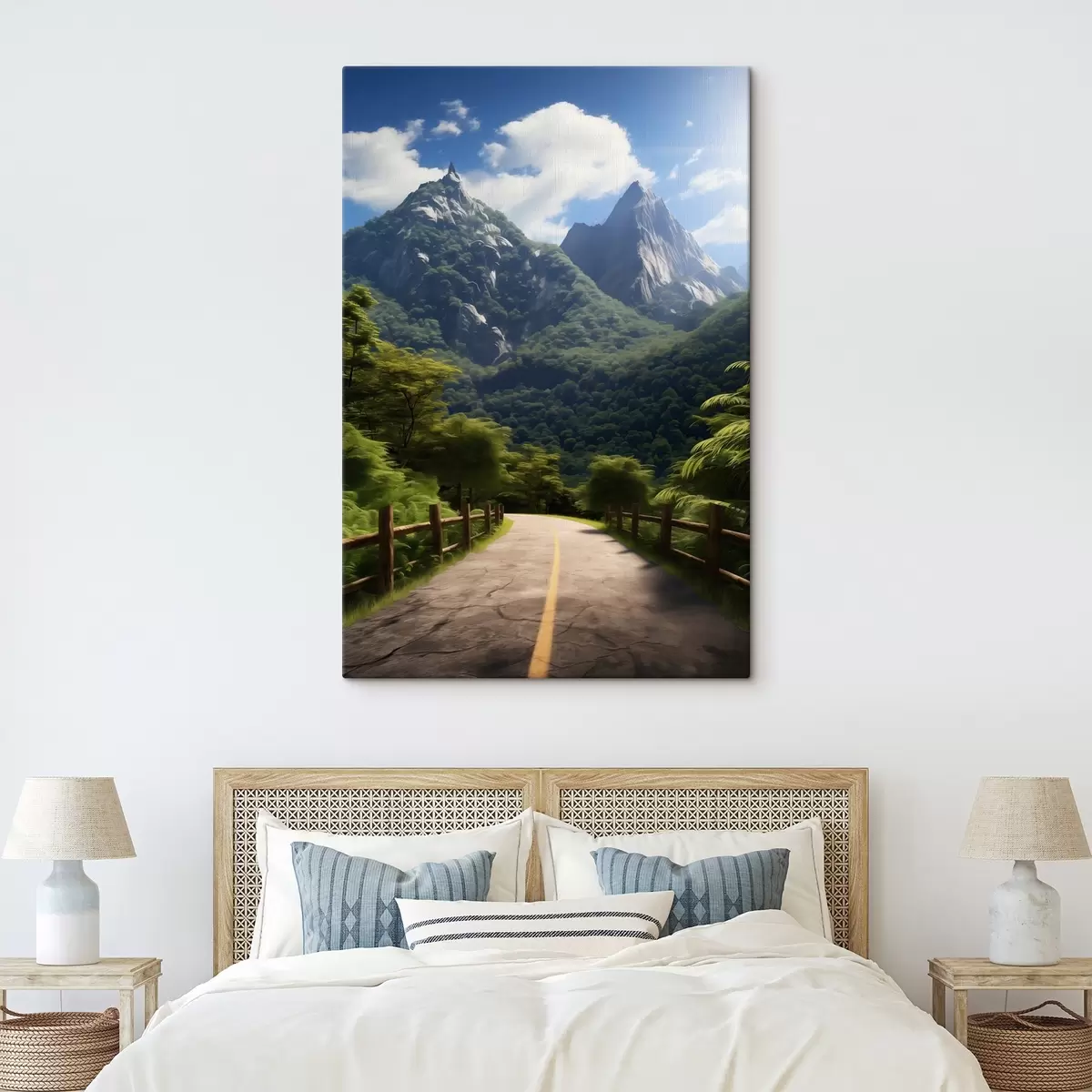 Fototapete Bergstraße zwischen grünen Bäumen s45525