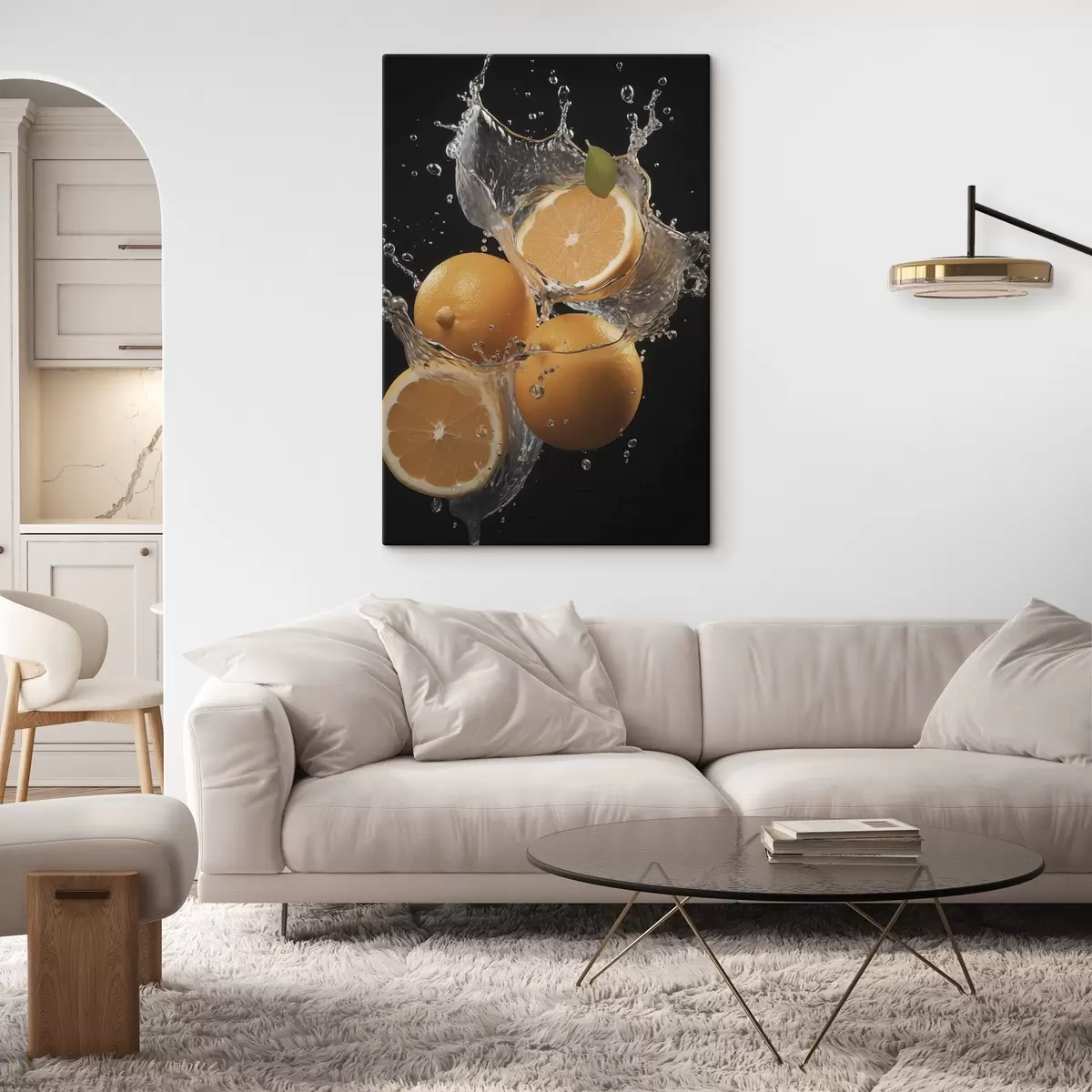 Fototapete Saftige Orangen in Wasserspritzern s45526