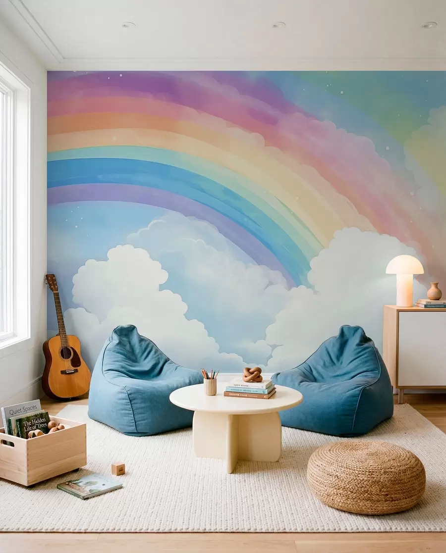 Fototapete Regenbogen über den Wolken w04487
