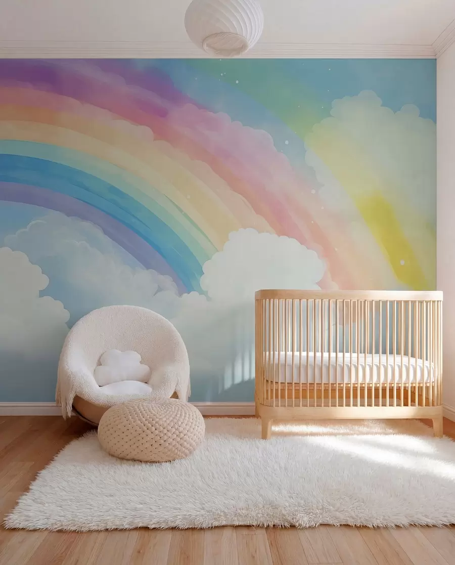 Fototapete Regenbogen über den Wolken w04487