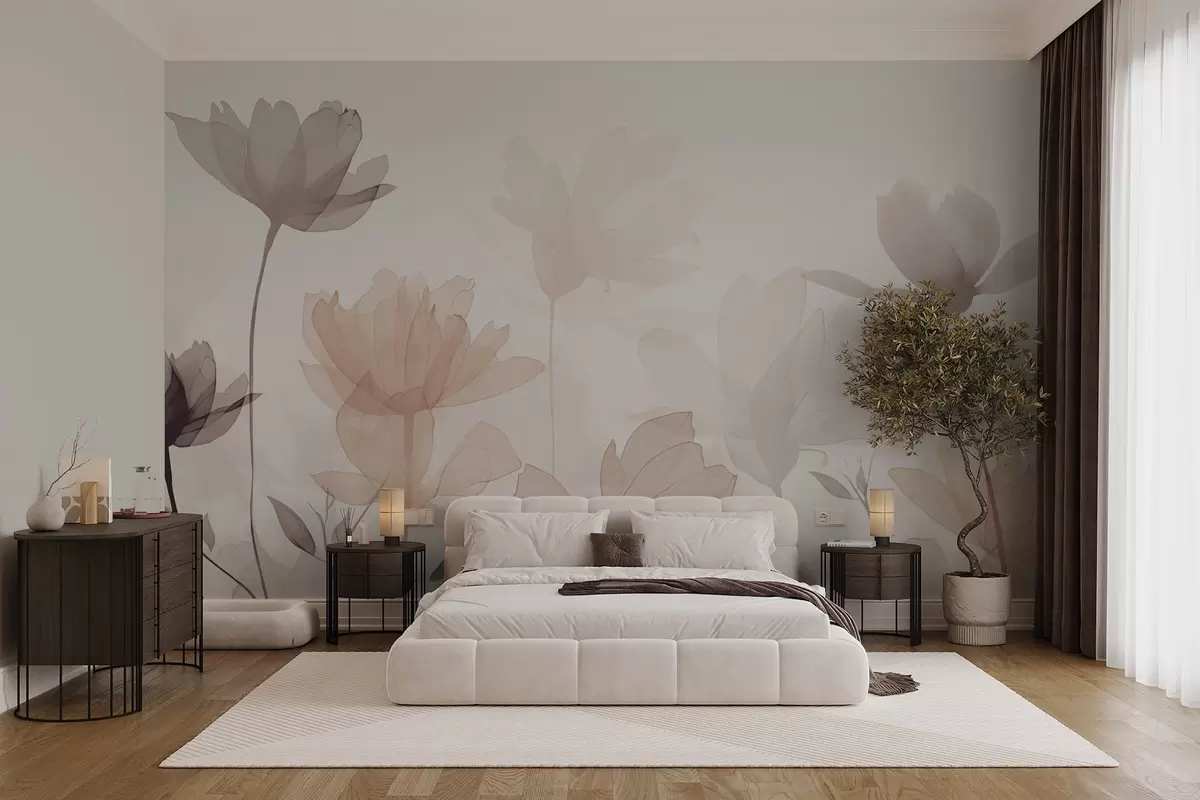 Fototapete Silhouetten von Blumen w04489