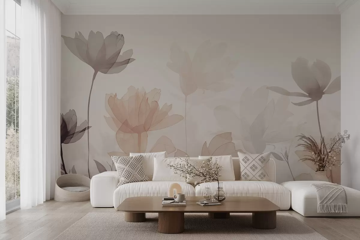 Fototapete Silhouetten von Blumen w04489