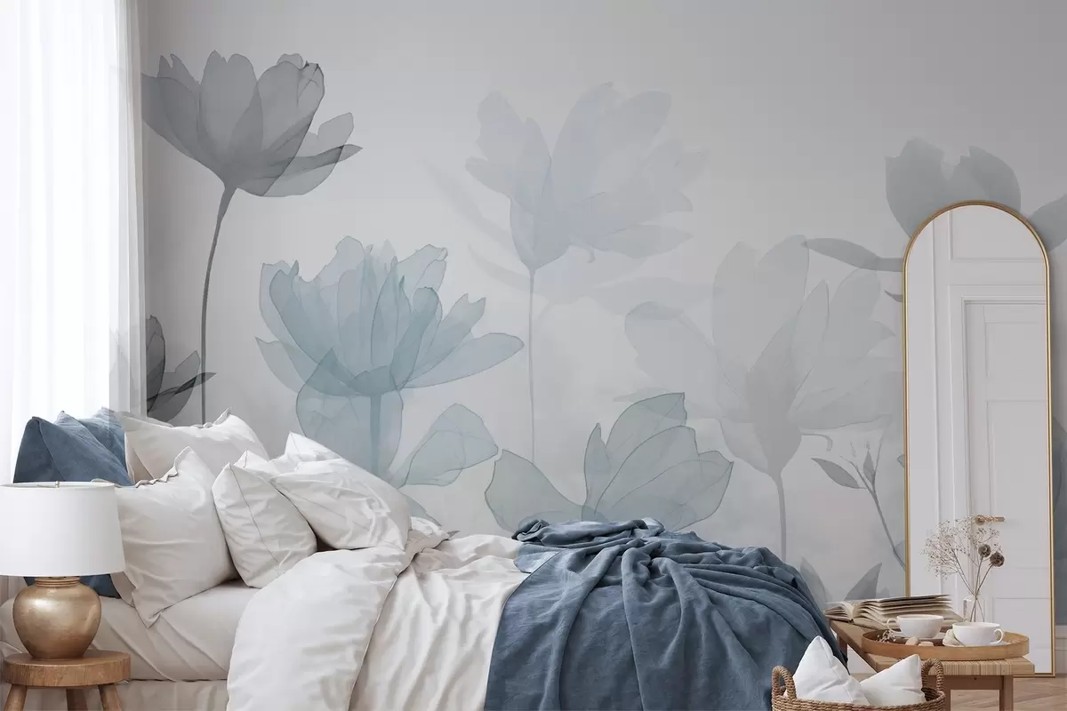 Fototapete Silhouetten von Blumen w04489v1