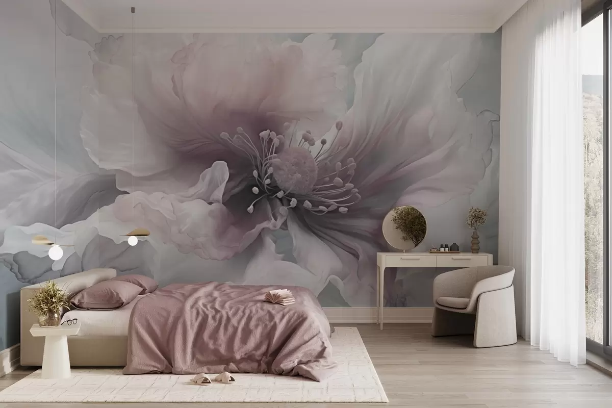 Fototapete Zarte Blume mit rosa und weißen Blütenblättern w04446
