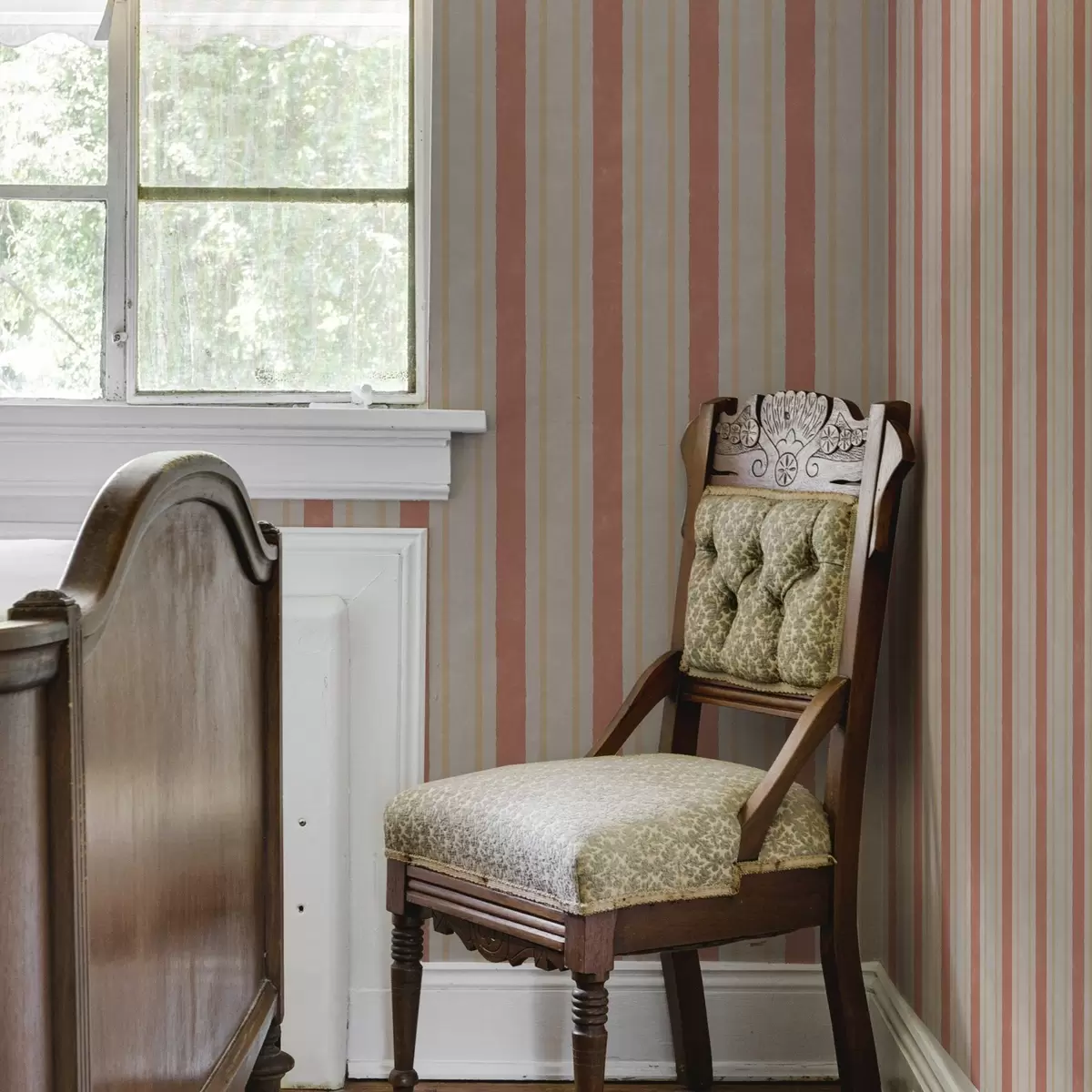 Tapete Breite Streifen in terracotta-beigen Tönen a00514