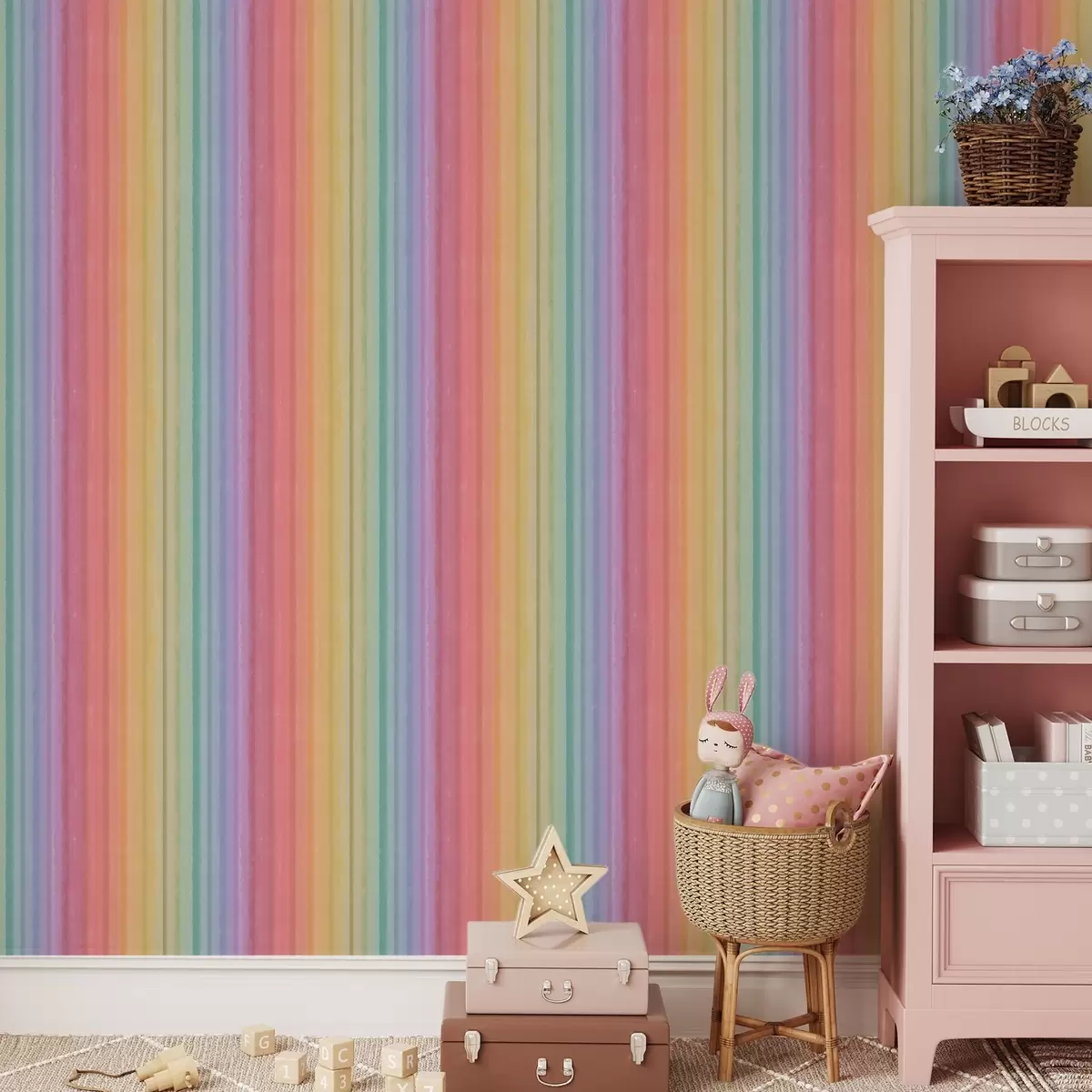 Tapete Regenbogenstreifen mit ausdrucksstarken Farbakzenten a00553