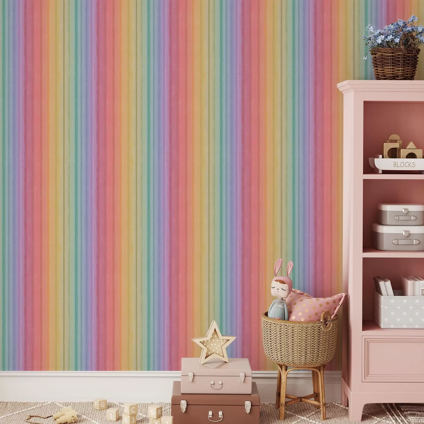 Fototapete Regenbogenstreifen mit ausdrucksstarken Farbakzenten a00553