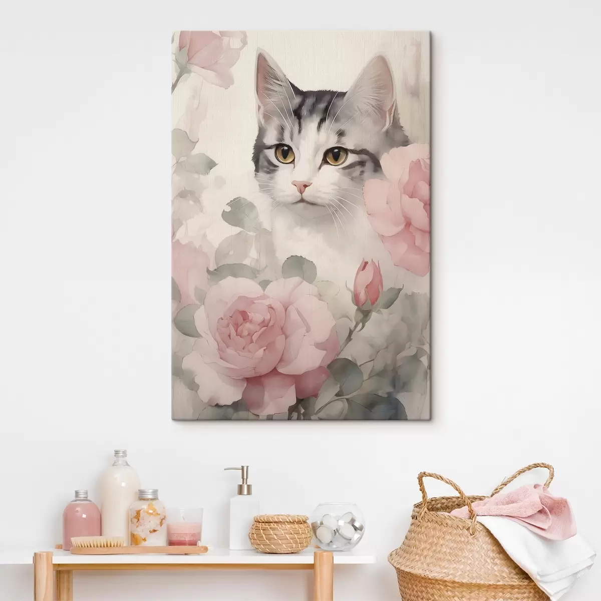 Fototapete Katze unter Rosen s45673