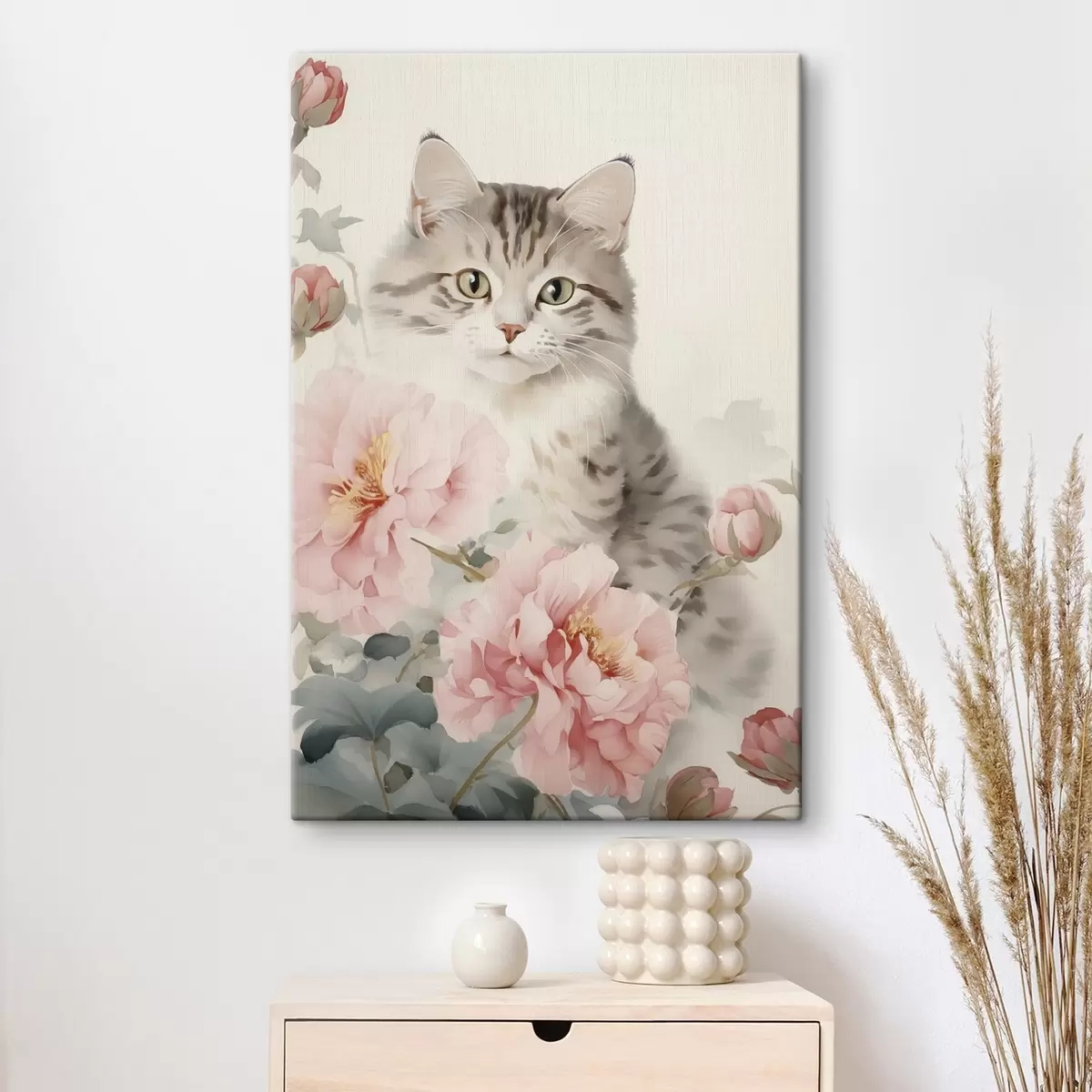 Fototapete Katze zwischen Blumen s45674