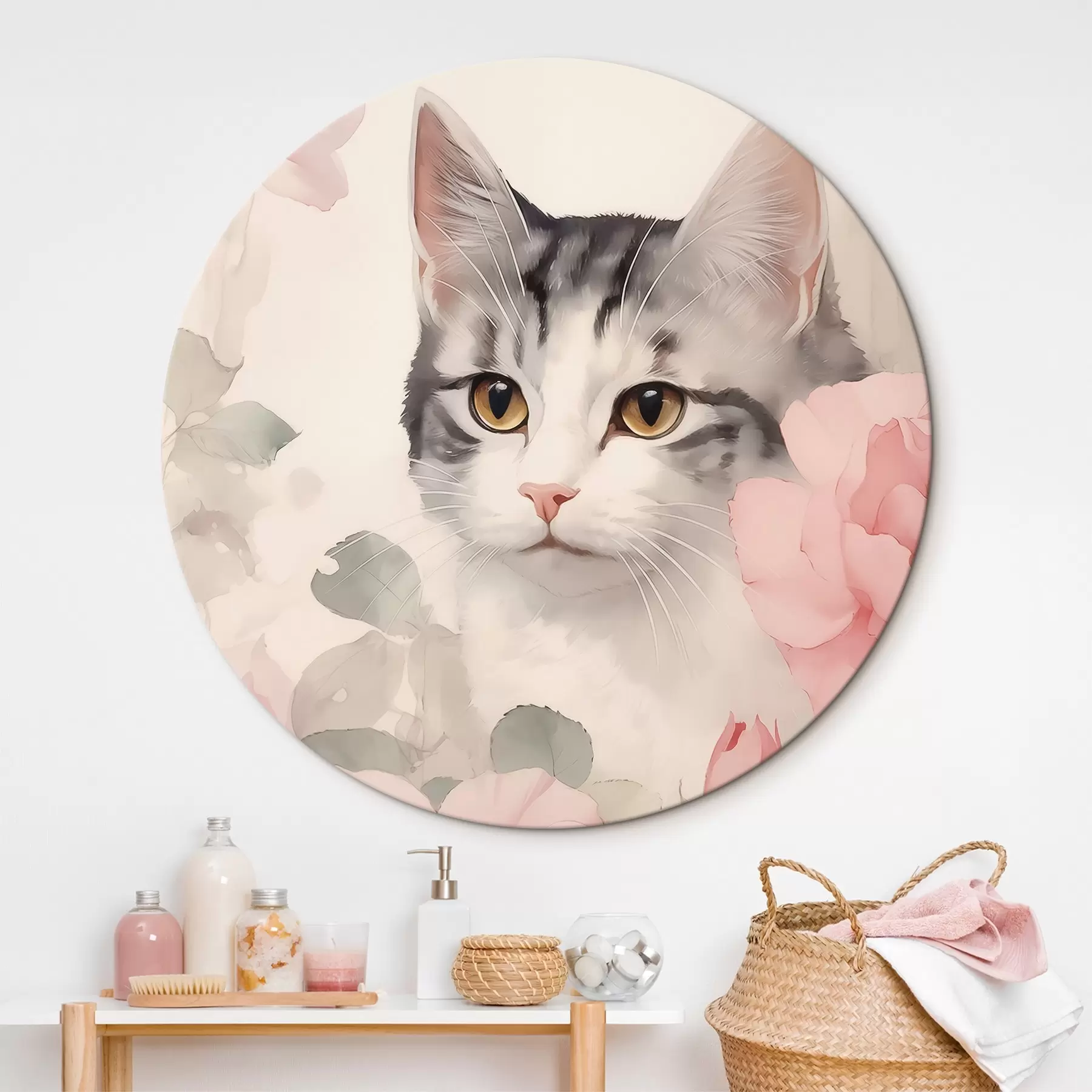 Fototapete Katze unter Rosen r45673