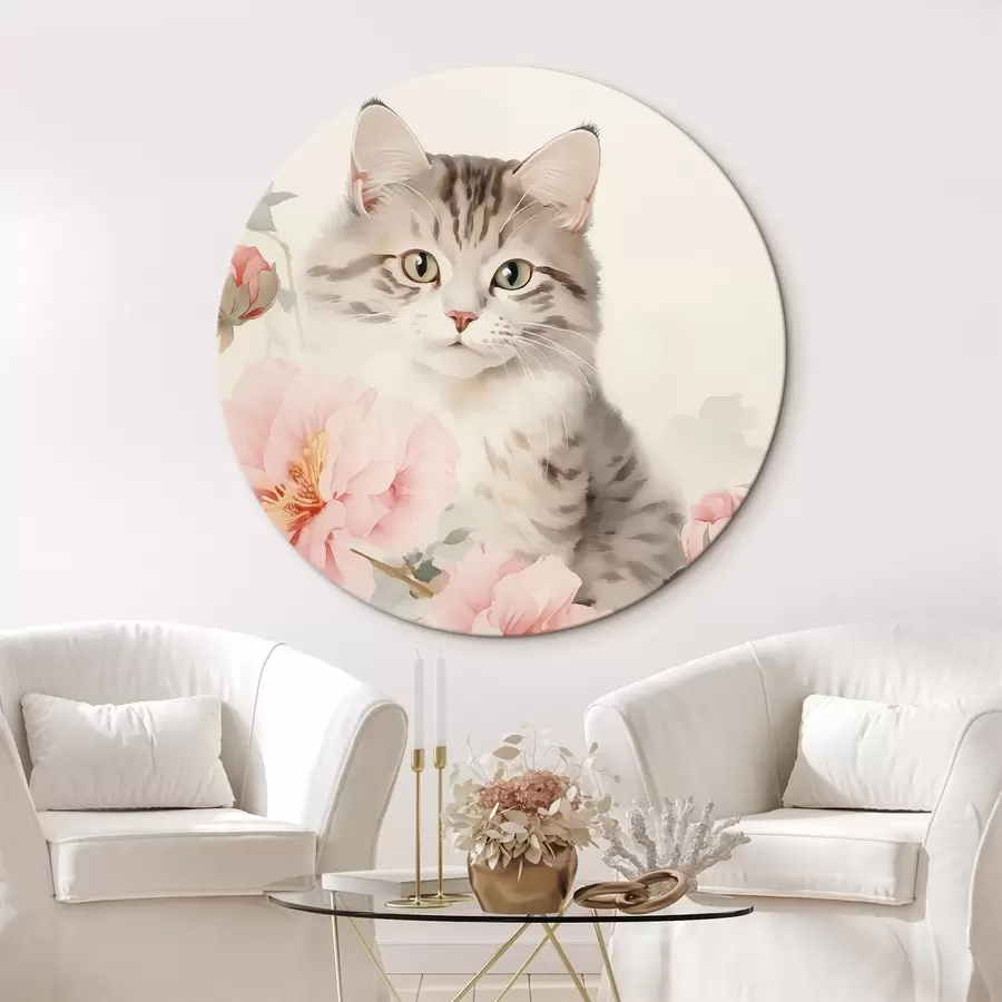 Fototapete Katze zwischen Blumen r45674